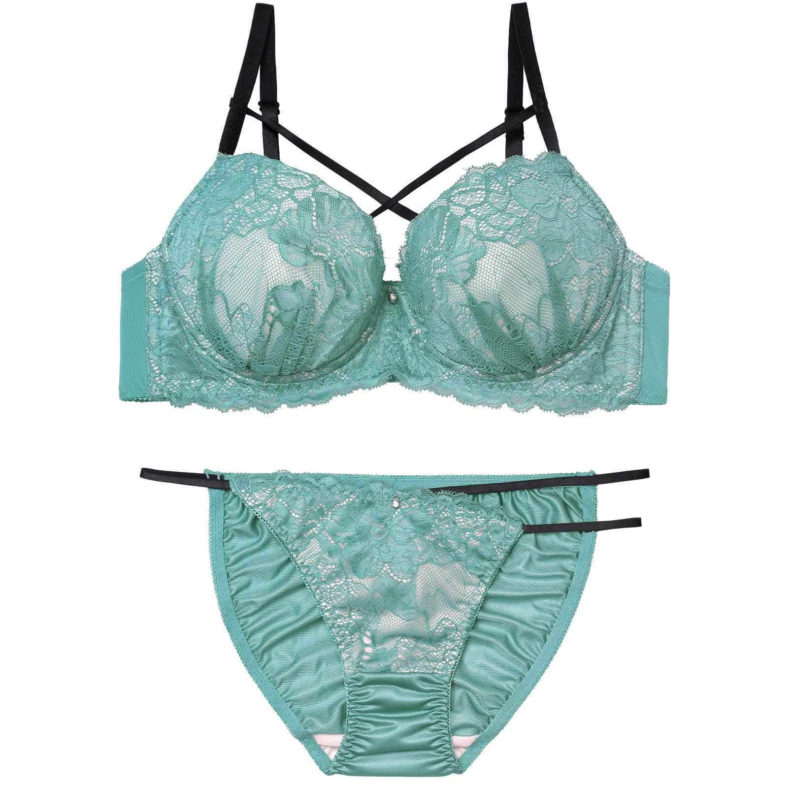 2/16新作!【EFサイズ】クラッシーレースコードブラジャー&フルバックショーツ
