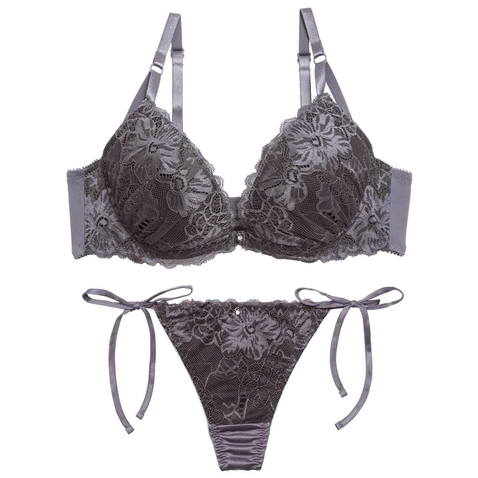 12/19新作!【三上悠亜着用】ロマンスフラワーレースブラジャー&サイド紐Tバックショーツ
