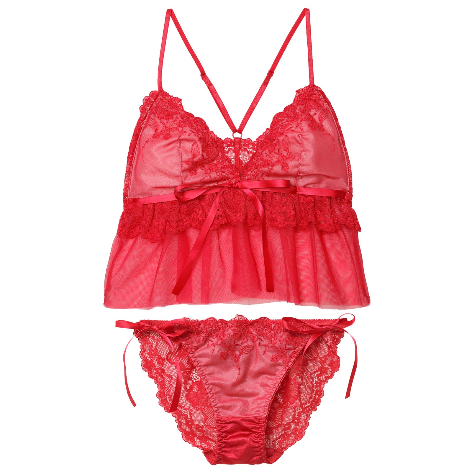 2/4新作!【ノンワイヤー】フェアリーフルールレーシィブラジャー&サイド紐バック透けフルバックショーツ