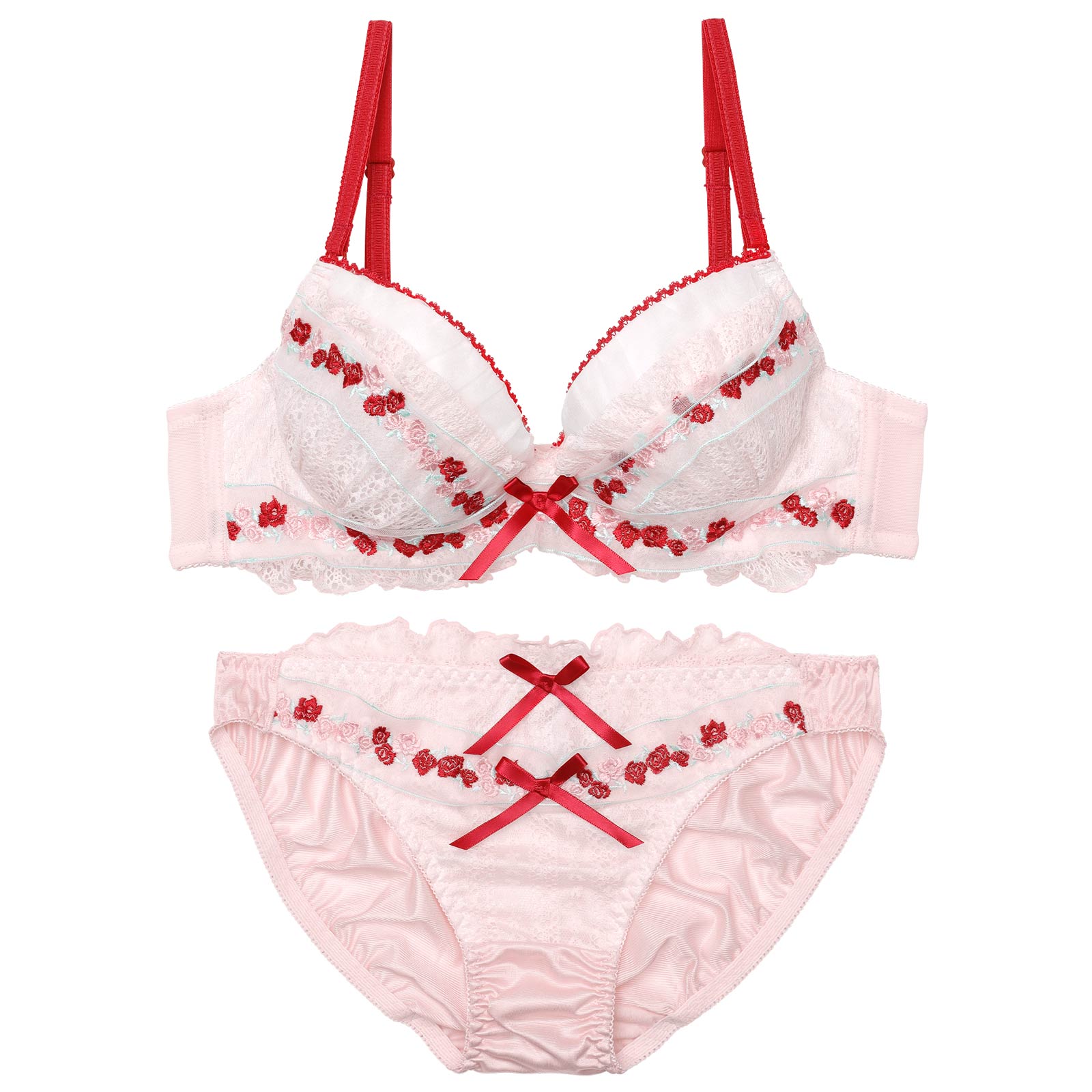 スウィートリボンフルーレットブラジャー&フルバックショーツ