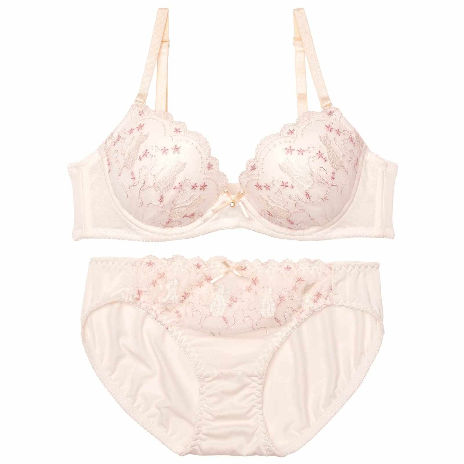 【EFサイズ】フェアリーキャットスカラップブラジャー&フルバックショーツ