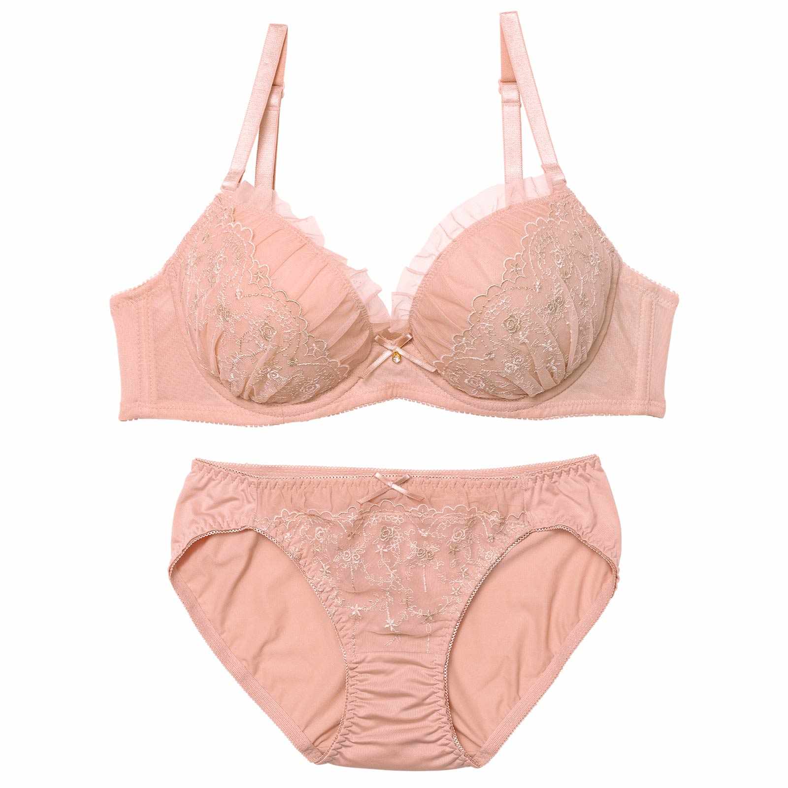ブルーミングシアーフリルブラジャー&フルバックショーツ