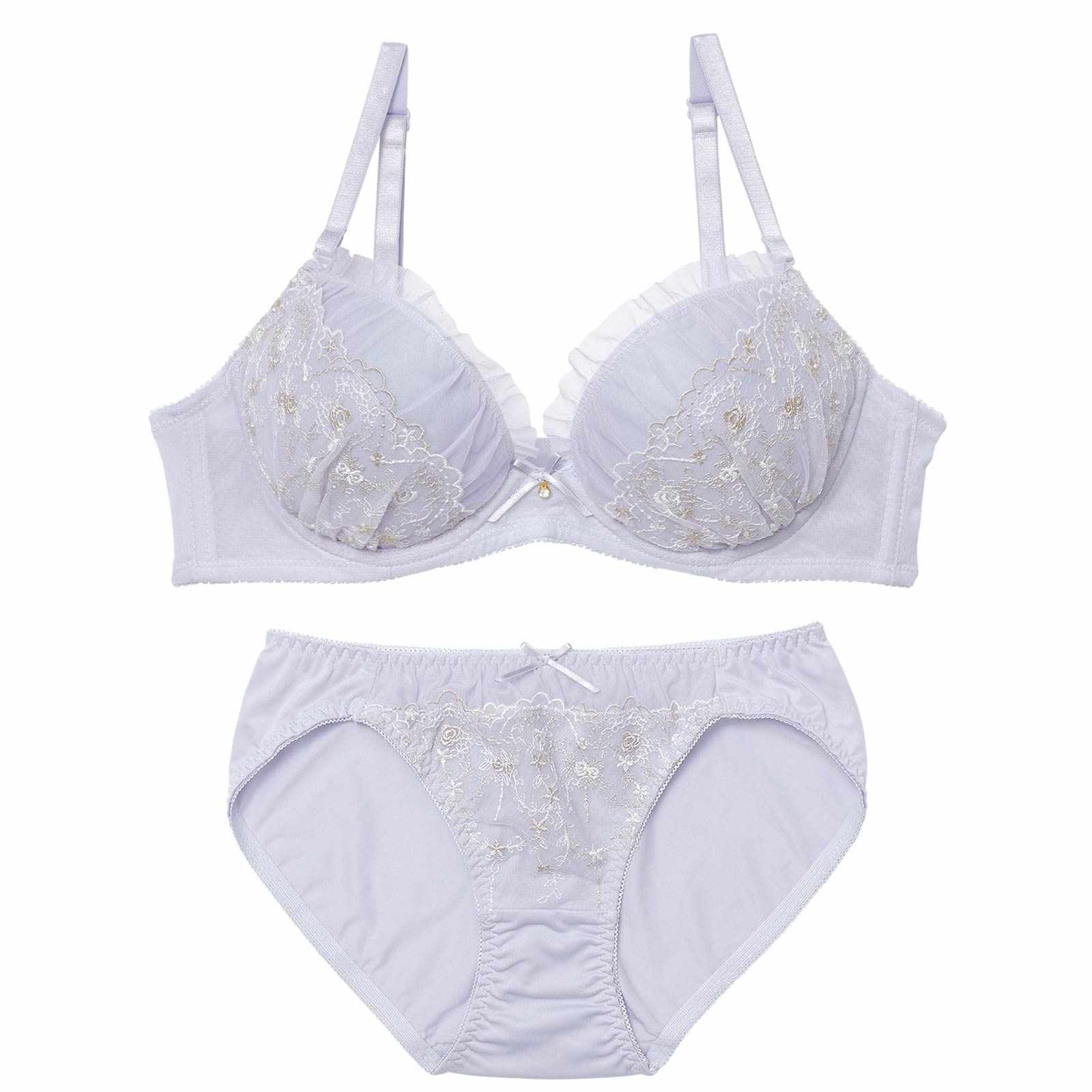ブルーミングシアーフリルブラジャー&フルバックショーツ