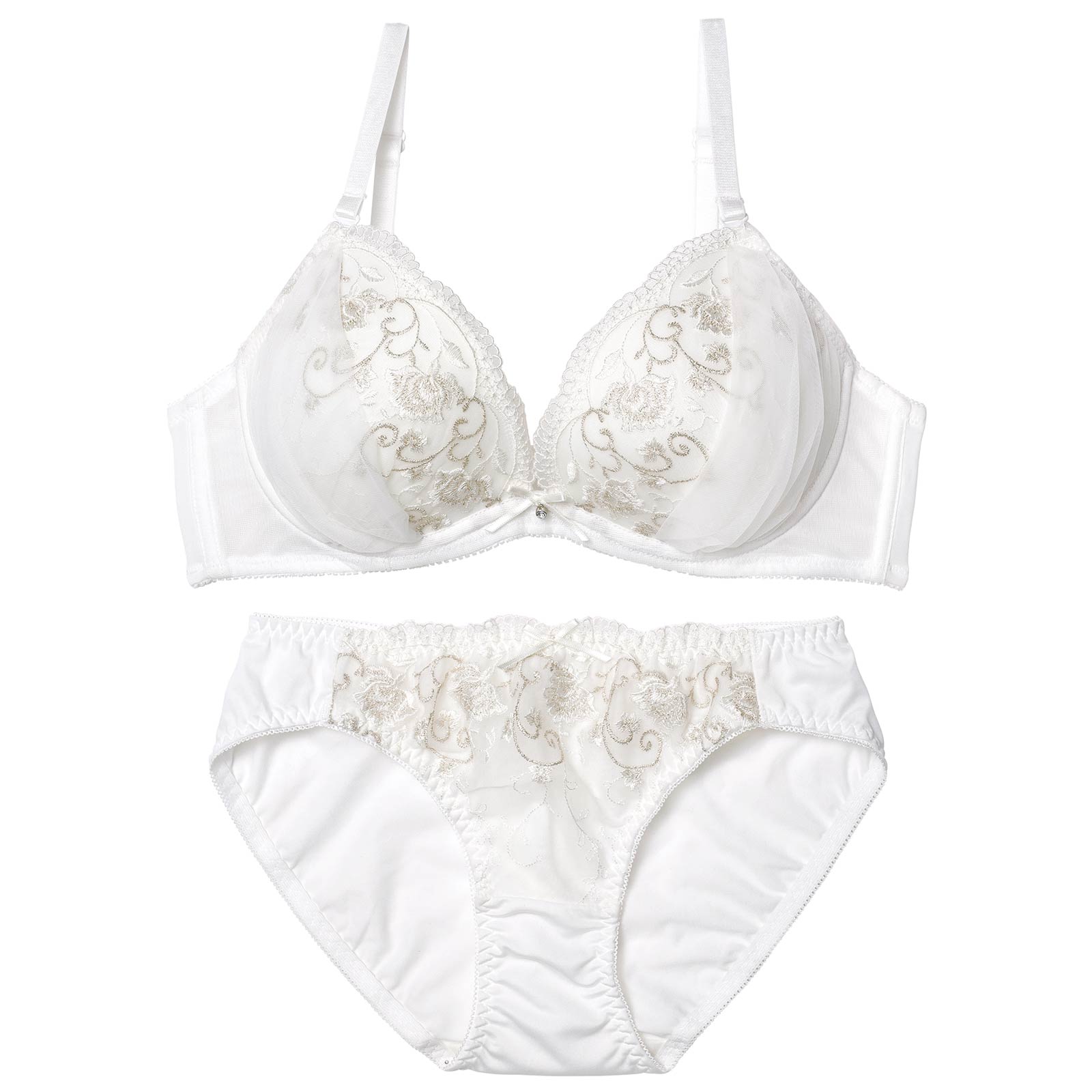 【EFサイズ】ブルームアイビーチュールブラジャー&フルバックショーツ