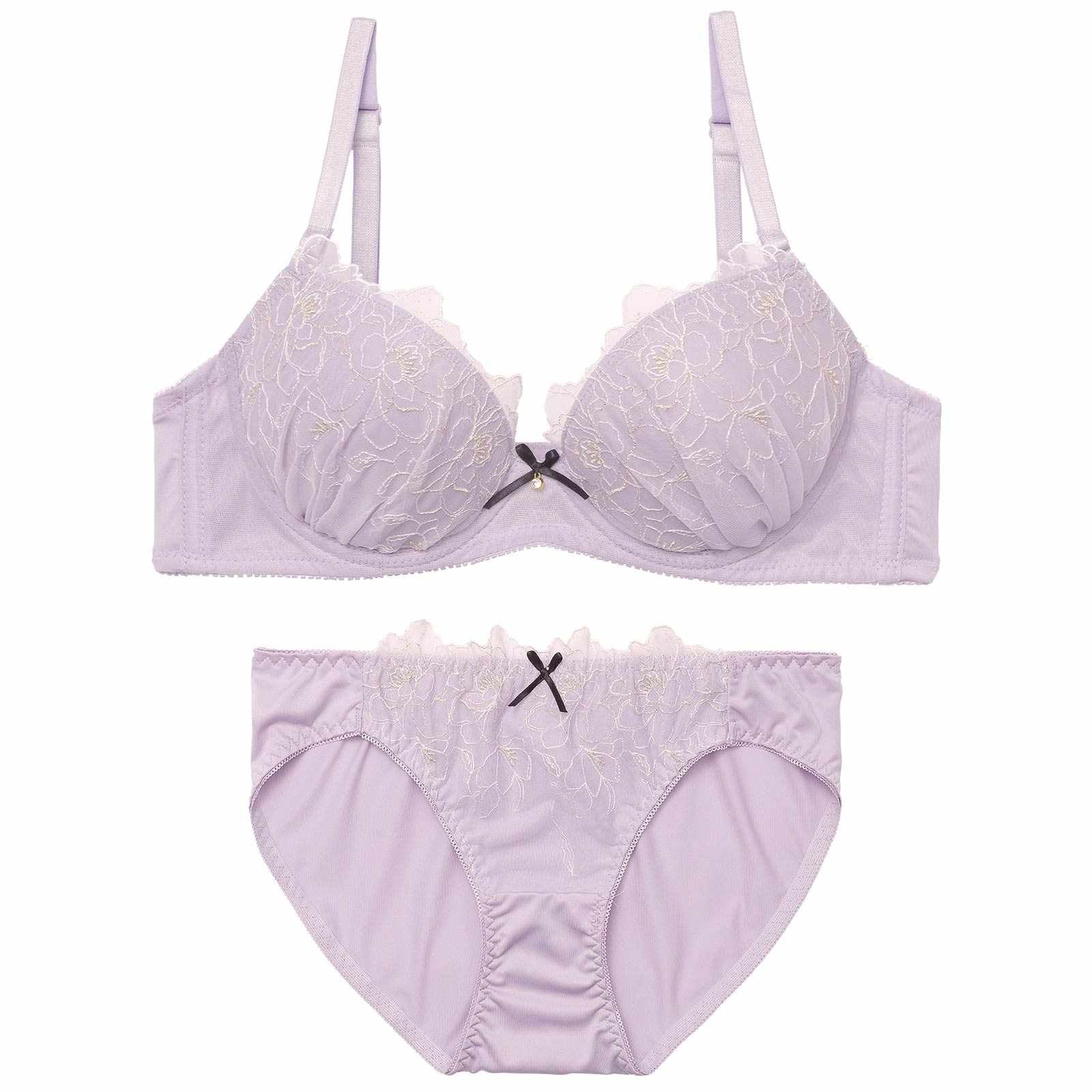 3/4新作!ルミナスフラワーレースブラジャー&フルバックショーツ