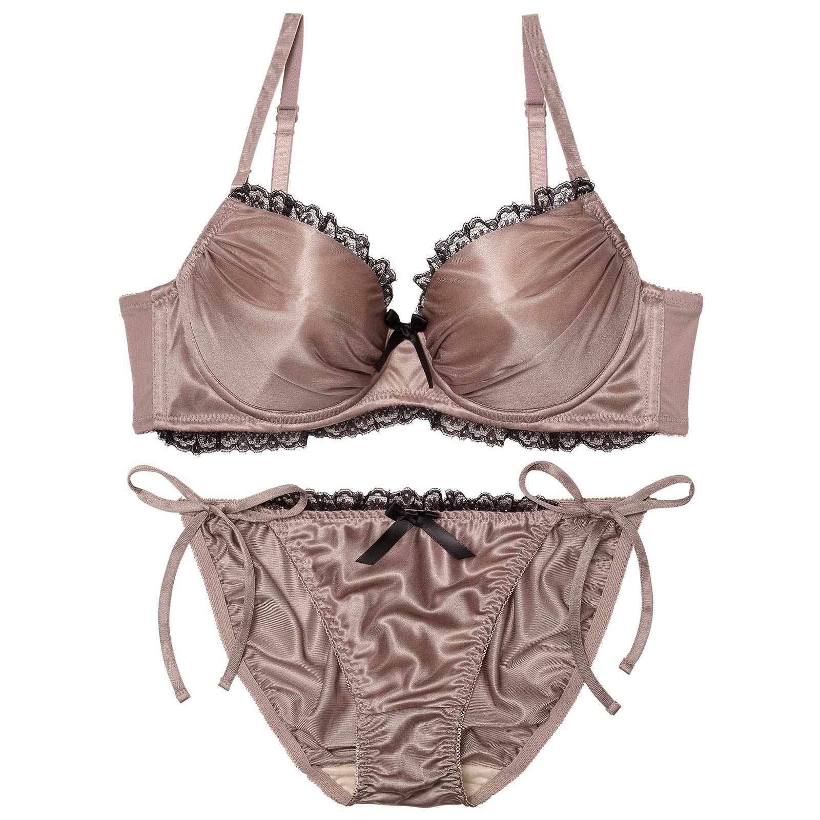 3/17再販!【三上悠亜着用】【EFサイズ】メルティサテンレースブラジャー&サイド紐フルバックショーツ