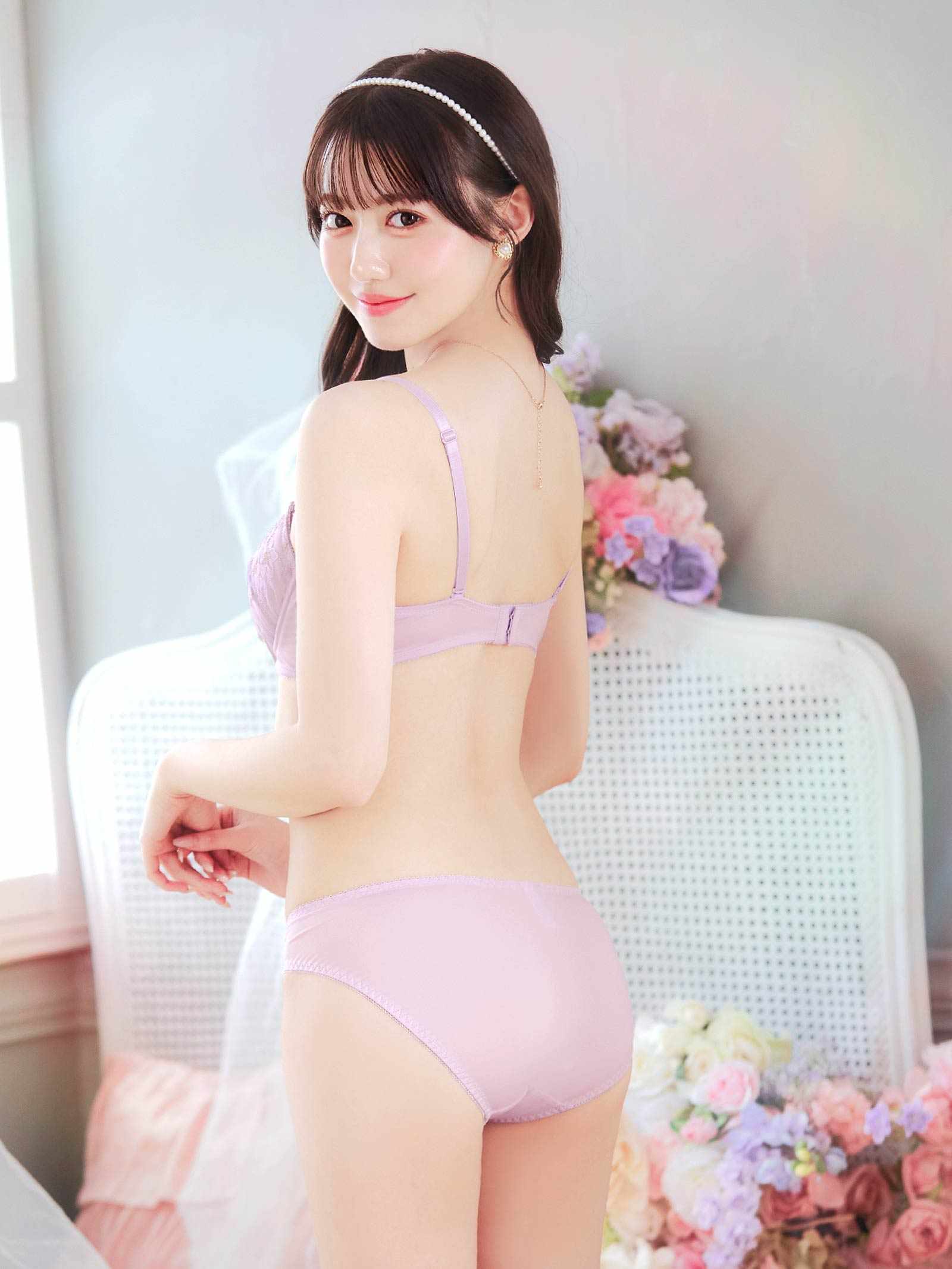 3/23新作!スウィートピュアフラワーブラジャー&フルバックショーツ