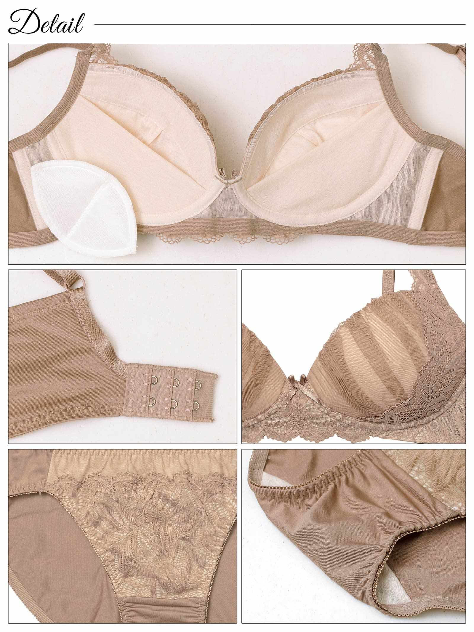 10/3新作!【ノンワイヤー】グレイスチュールレース育乳脇高ブラジャー&フルバックショーツ