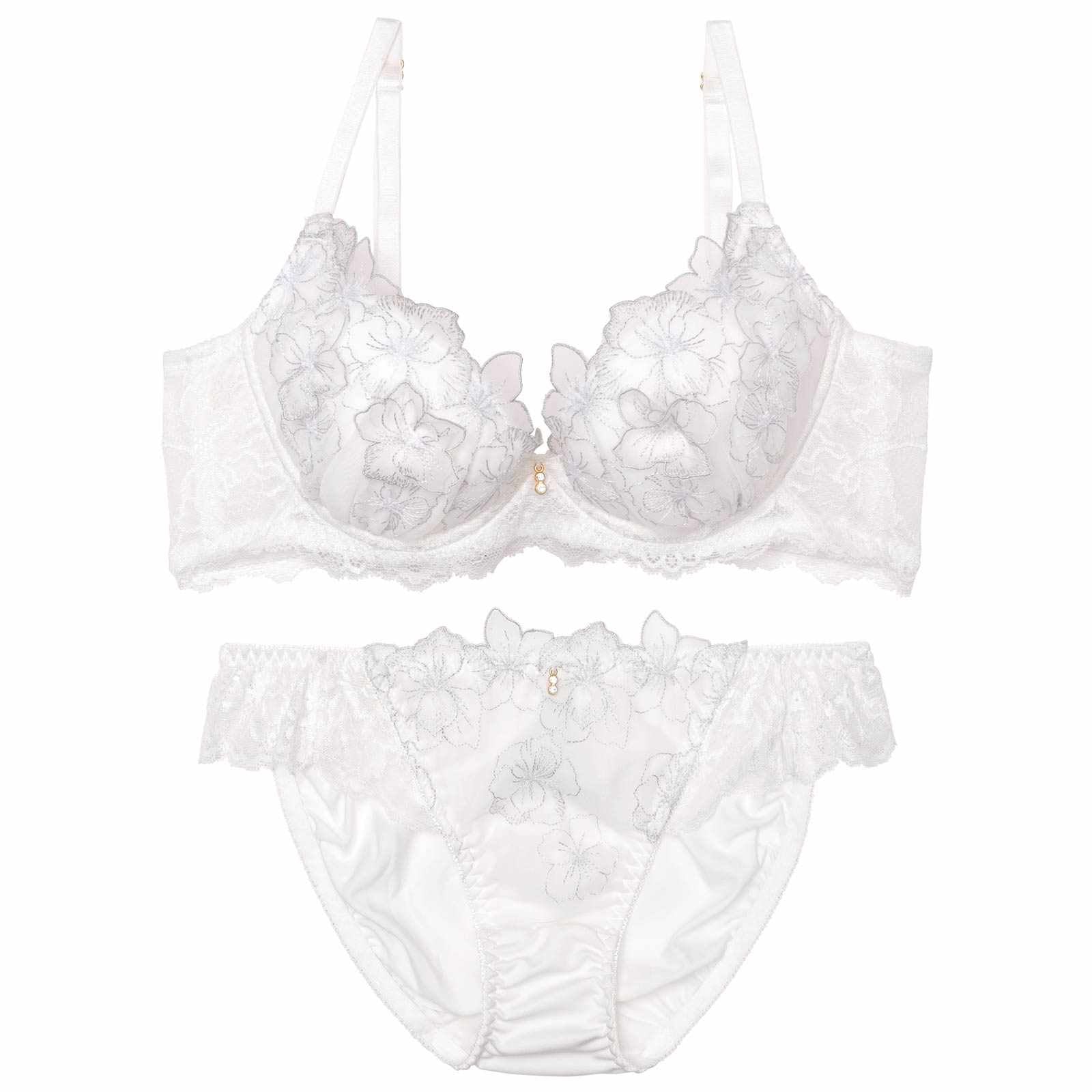 ブルーミングスリットレーシィ育乳脇高ブラジャー&フルバックショーツ