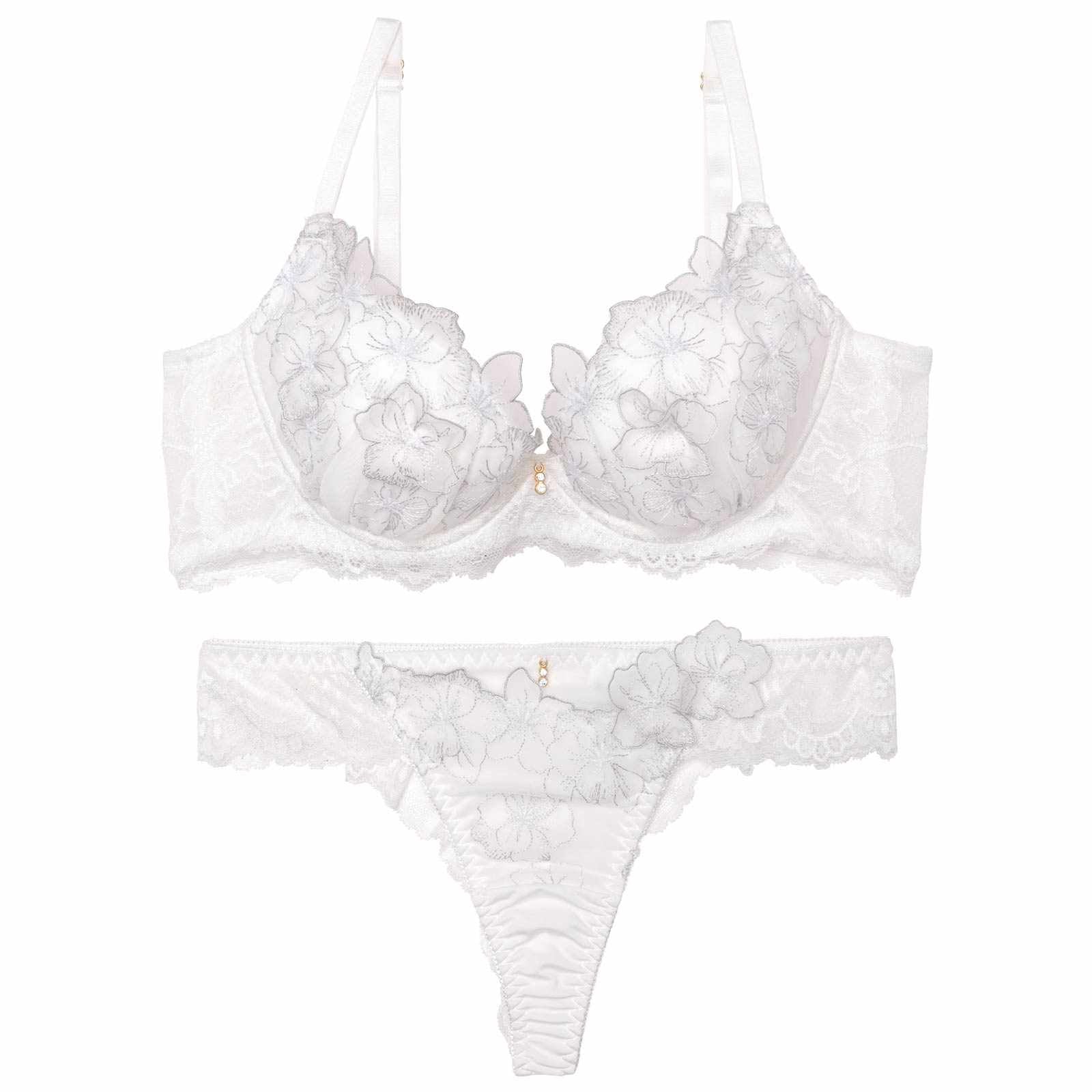 ブルーミングスリットレーシィ育乳脇高ブラジャー&Tバックショーツ