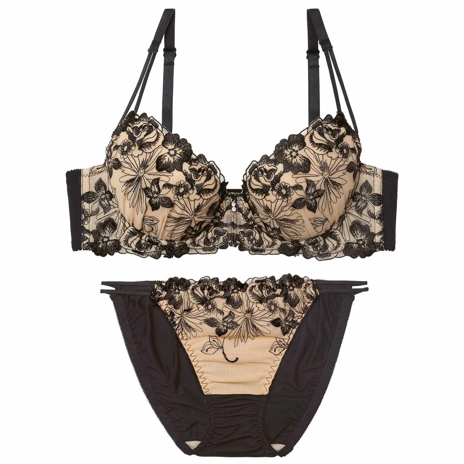 12/17新作!ラグジュアリーレーシィブロッサムブラジャー＆フルバックショーツ