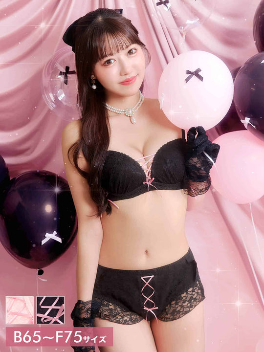 6/17新作!キューティレースアップブラジャー&フルバックショーツ