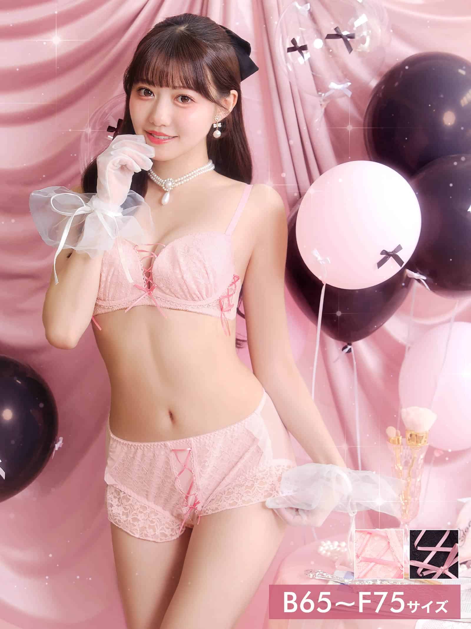 6/17新作!キューティレースアップブラジャー&フルバックショーツ