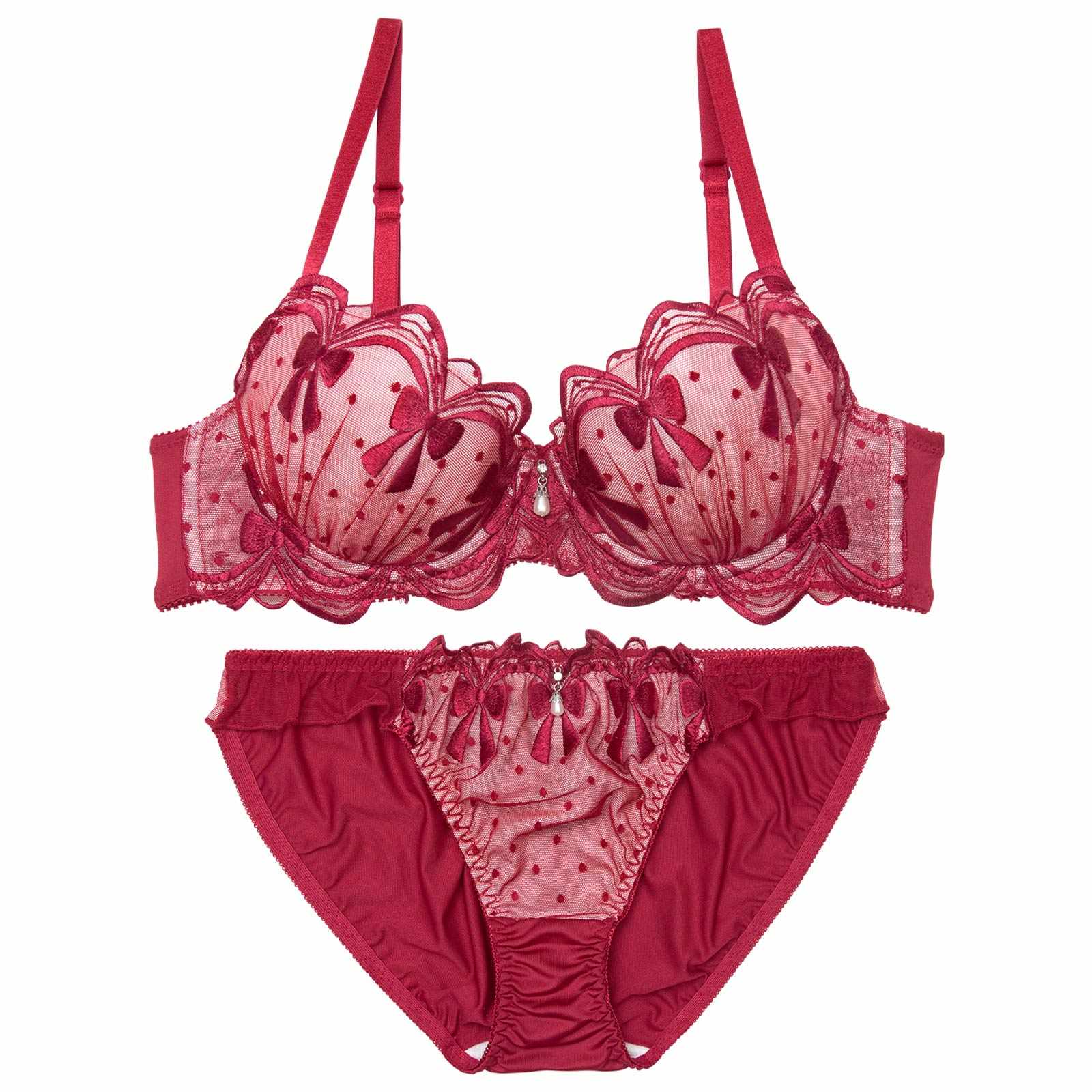 4/1新作!ドットリボンチェーンブラジャー&フルバックショーツ