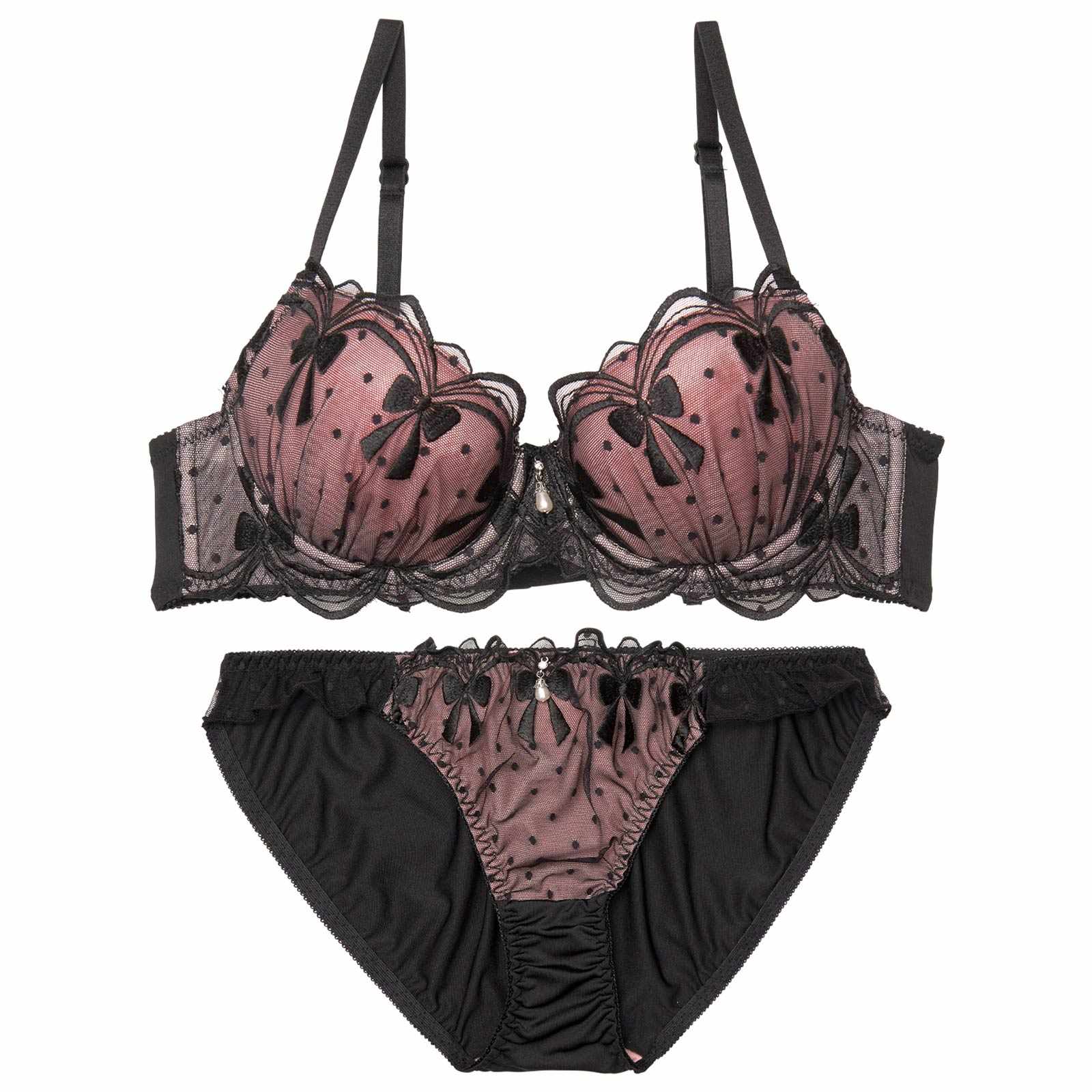 4/1新作!ドットリボンチェーンブラジャー&フルバックショーツ