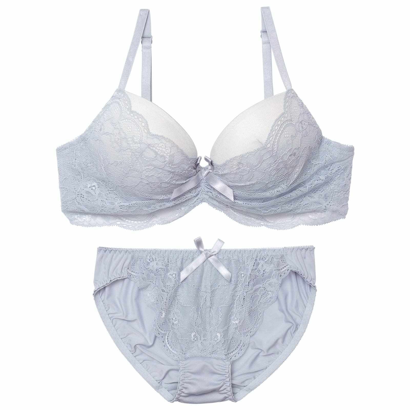 ギャザーリボンレーシィブラジャー&フルバックショーツ