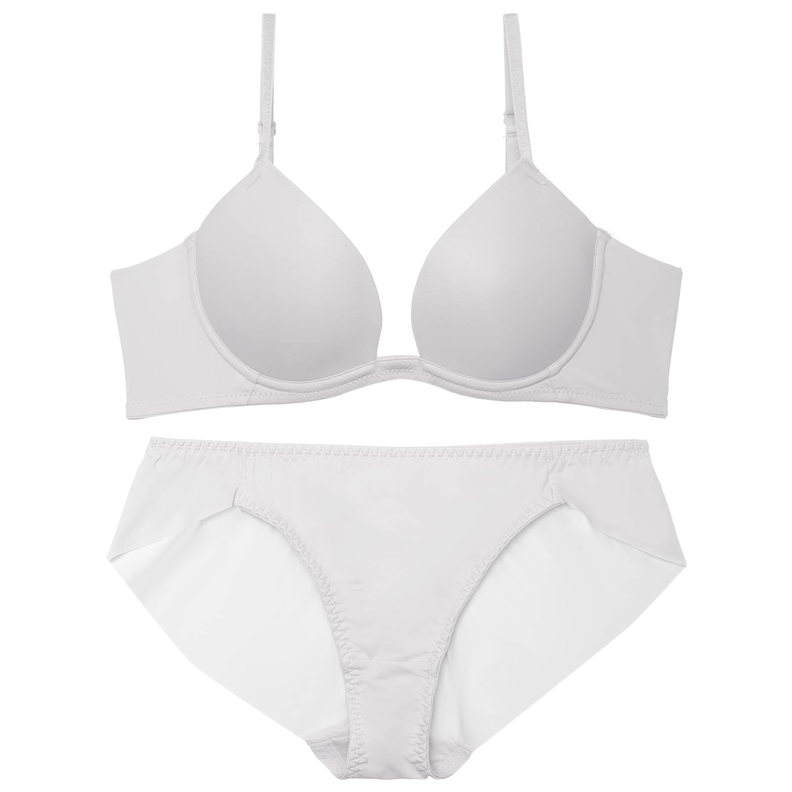 シンプルカットシームレス育乳脇高ブラジャー&フルバックショーツ