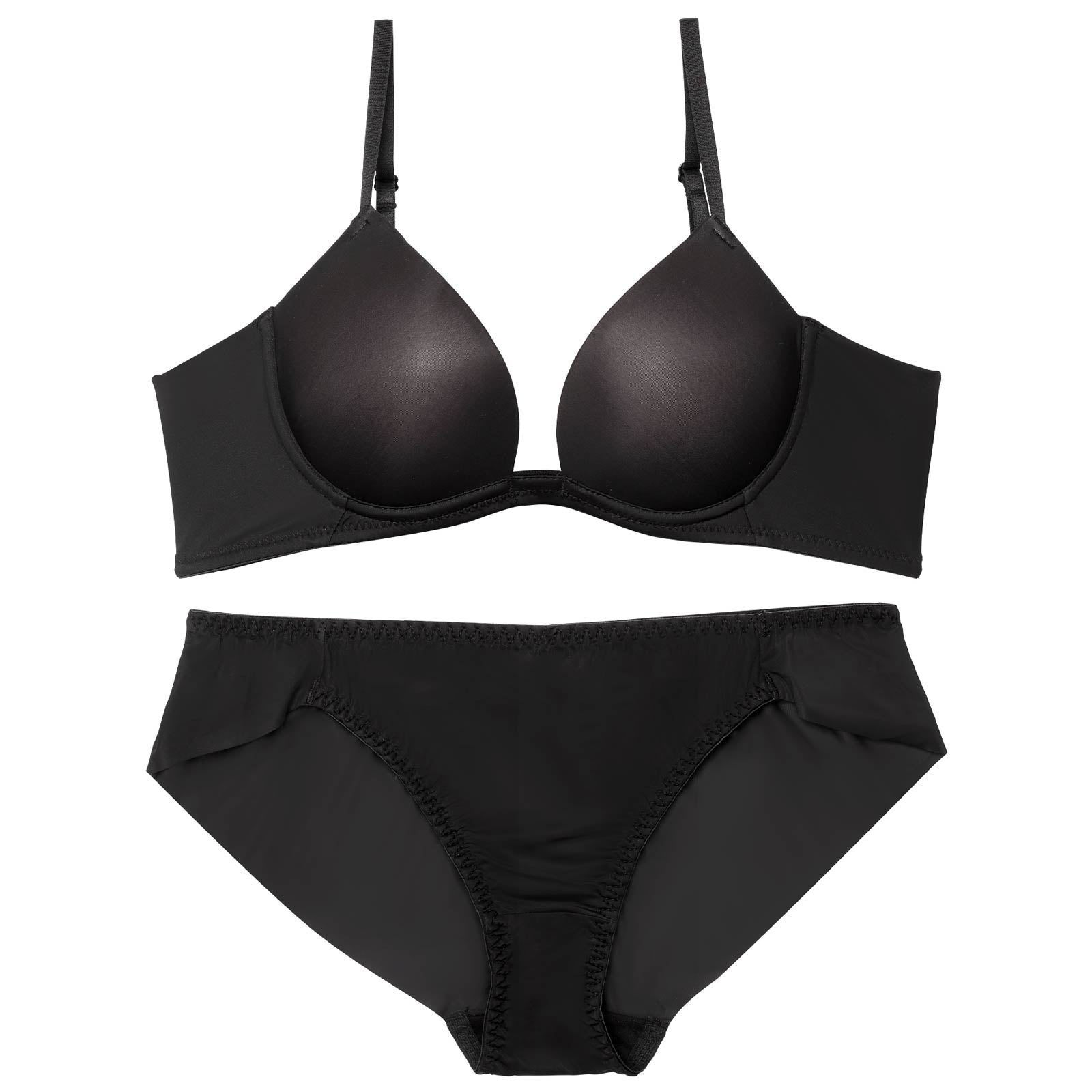 シンプルカットシームレス育乳脇高ブラジャー&フルバックショーツ