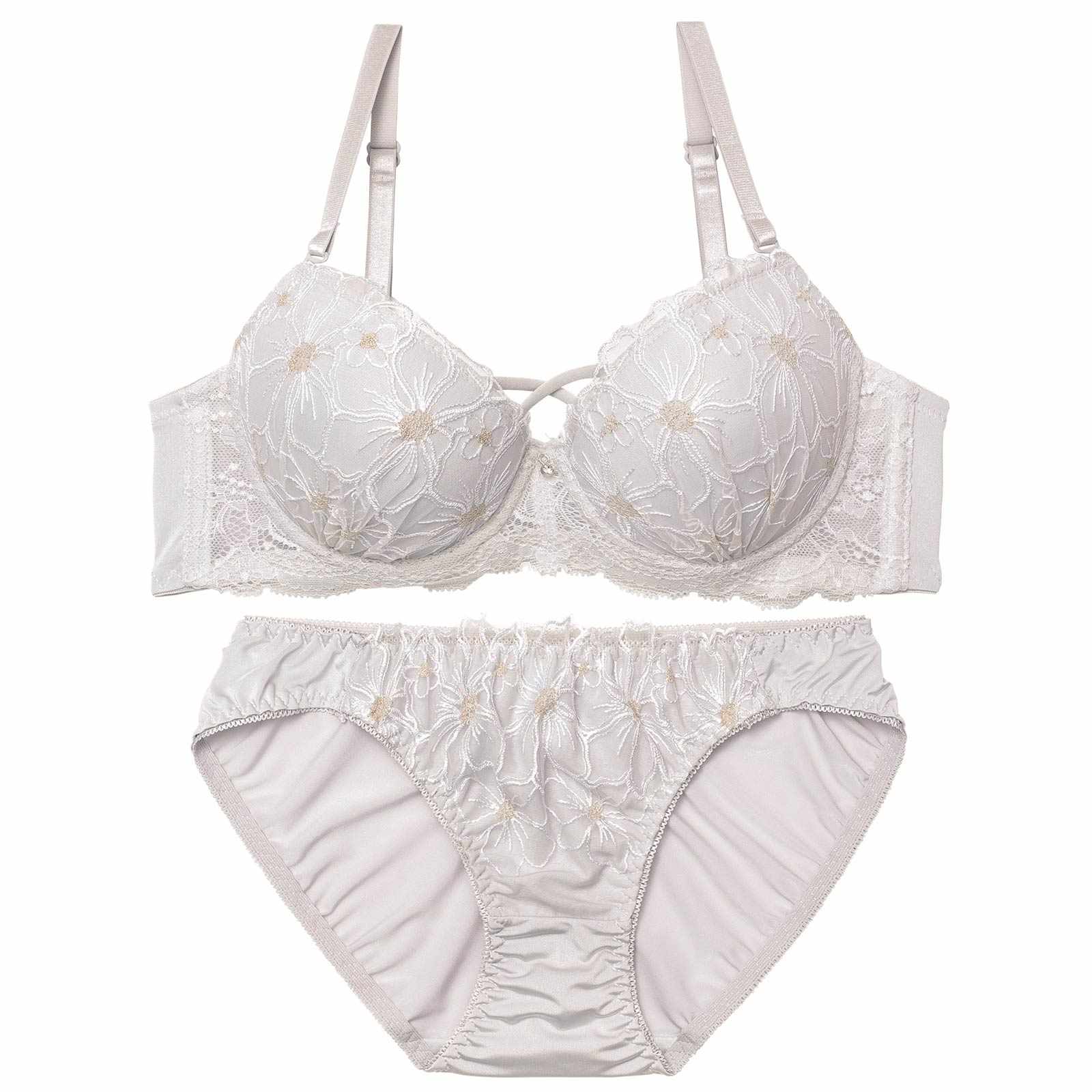 6/2再販!フェミニンブルームクロスブラジャー&フルバックショーツ