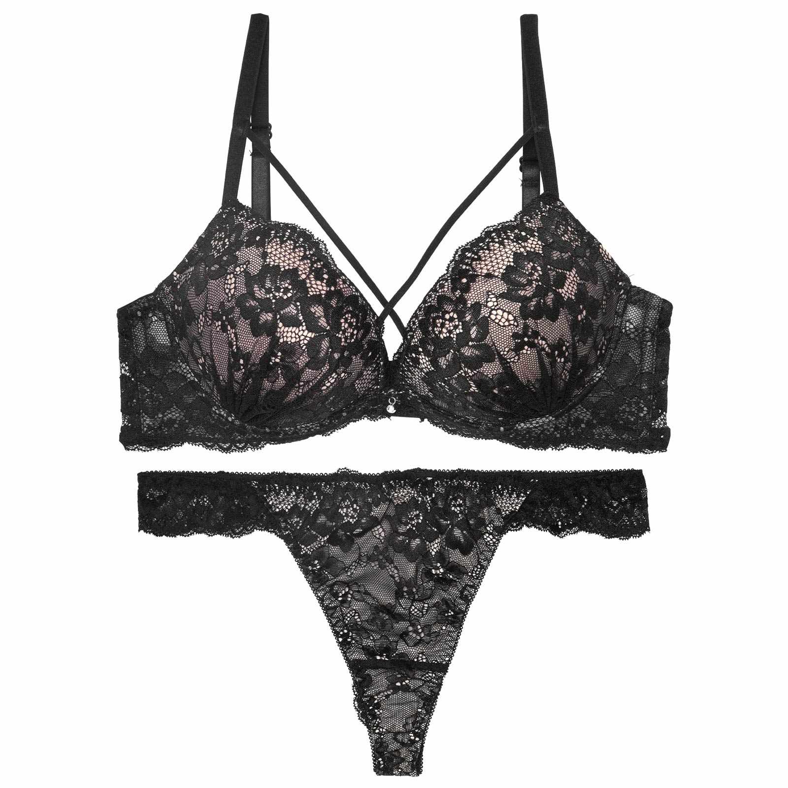 【三上悠亜着用】クロスヌーディーレースブラジャー&バック透けTバックショーツ