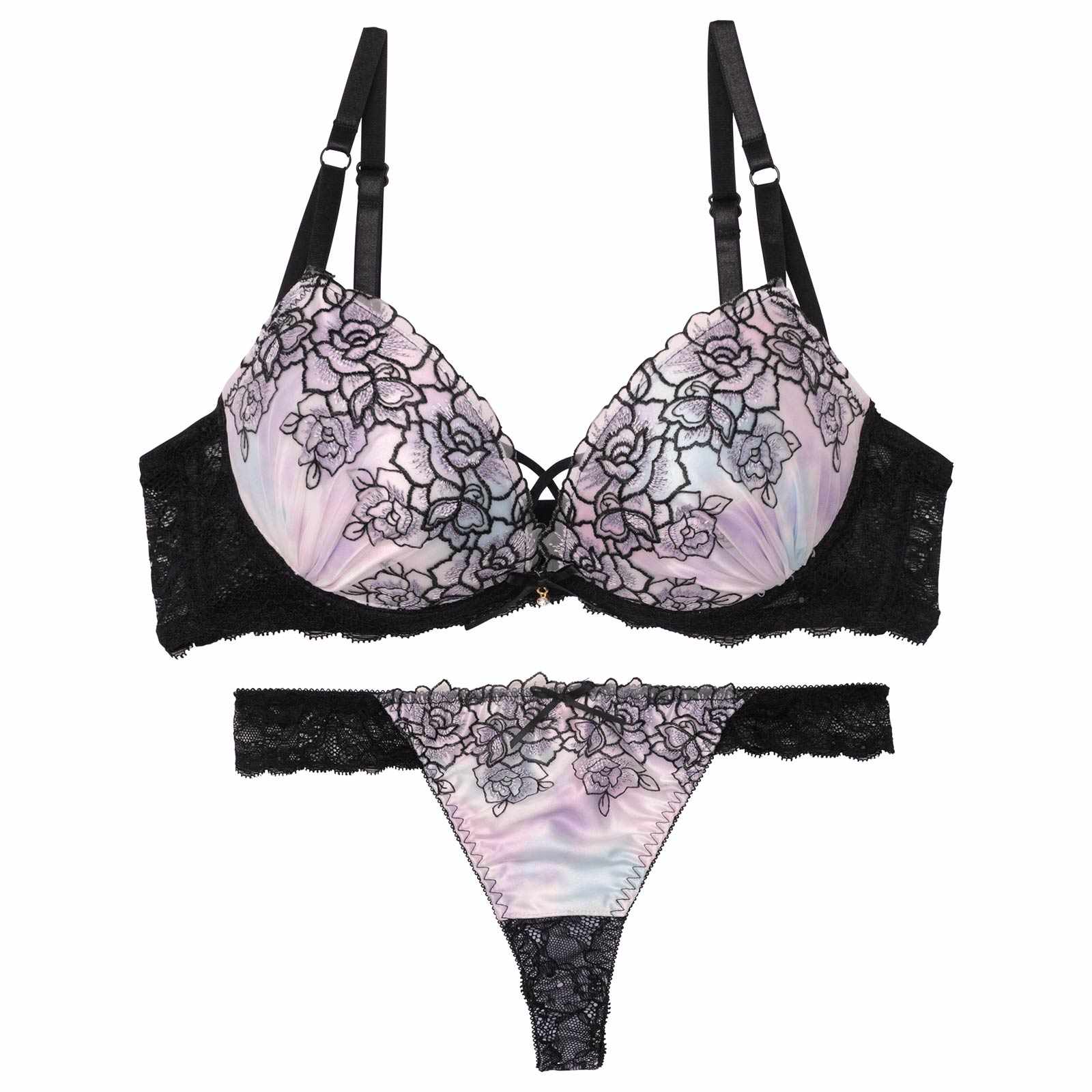 【三上悠亜着用】マーブルベルローズブラジャー&バック透けTバックショーツ