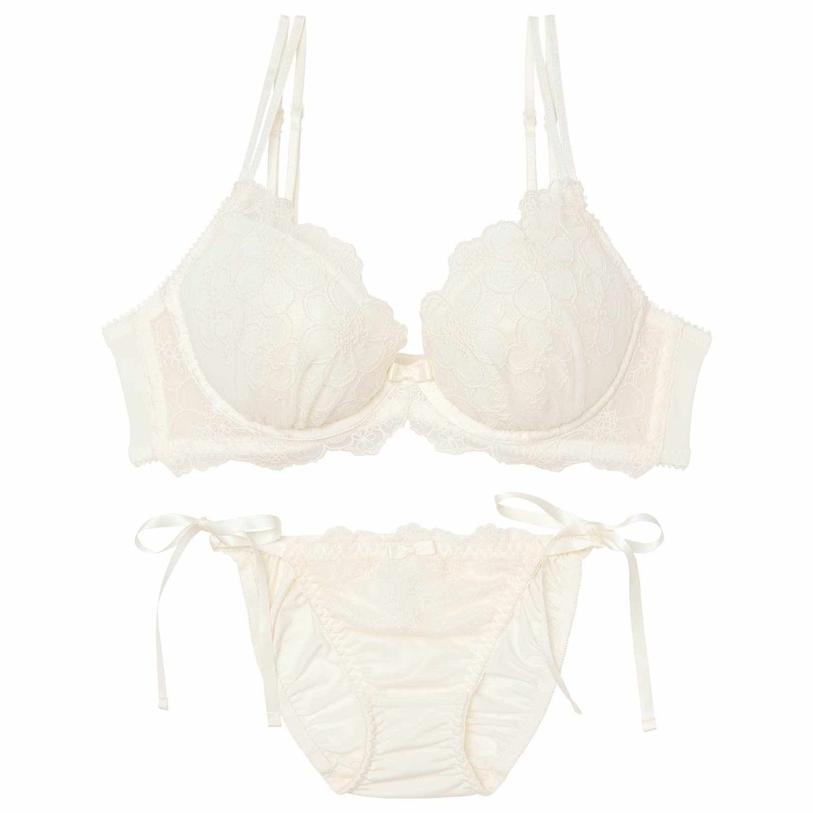 [3way]フェミニンシアーフルールブラジャー&フルバックショーツ