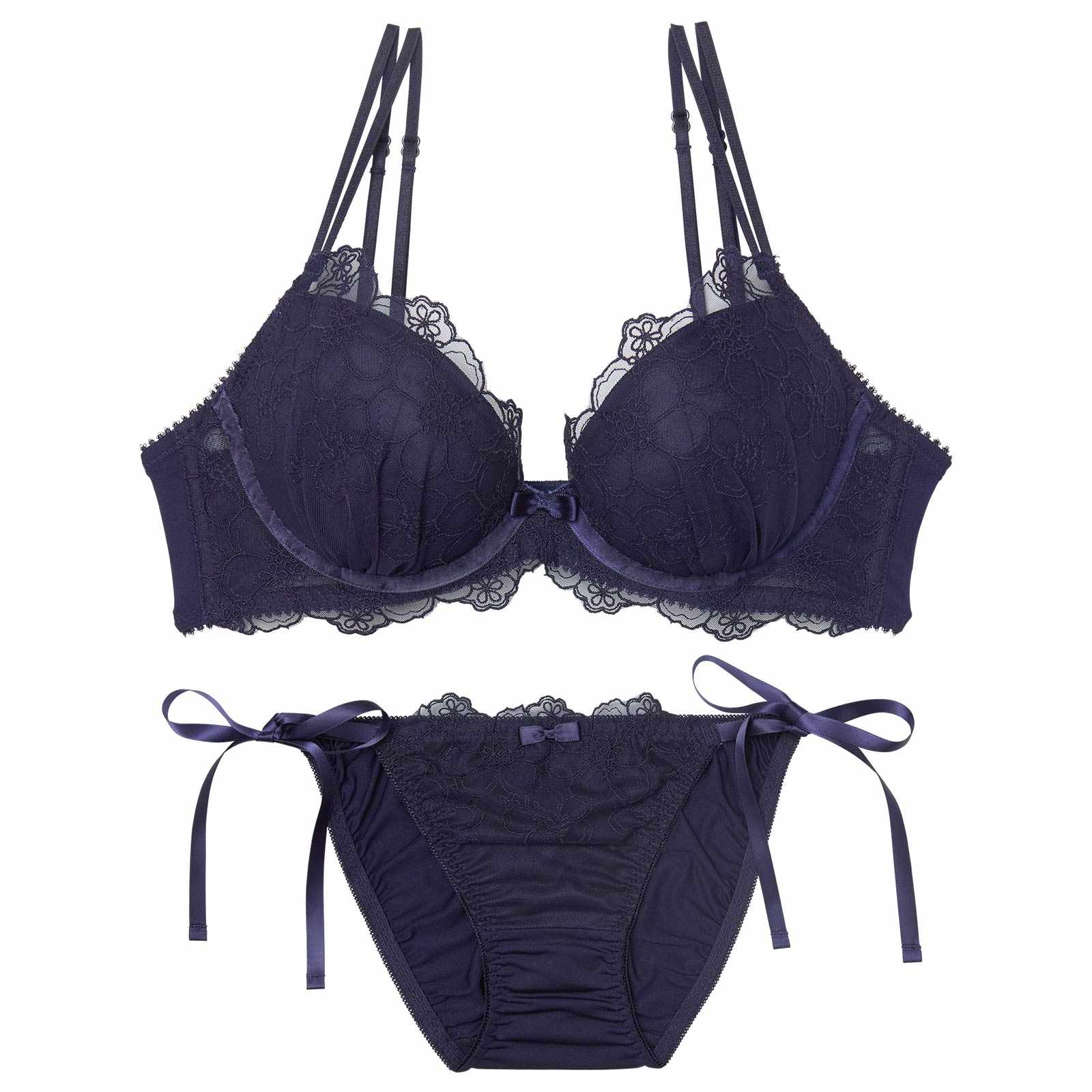 [3way]フェミニンシアーフルールブラジャー&フルバックショーツ