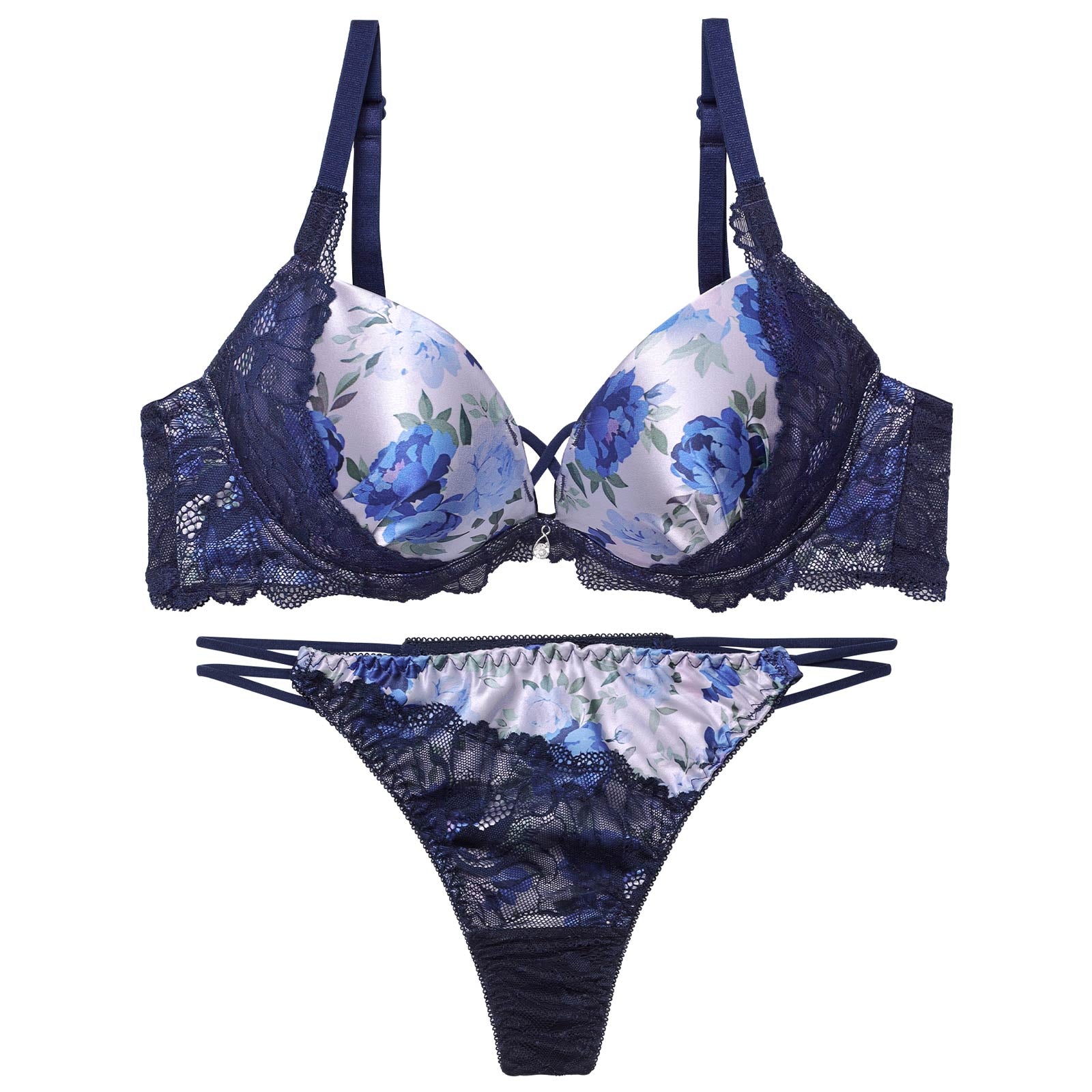 4/10新作!ビビッドブルームレーシィブラジャー&バック透けTバックショーツ