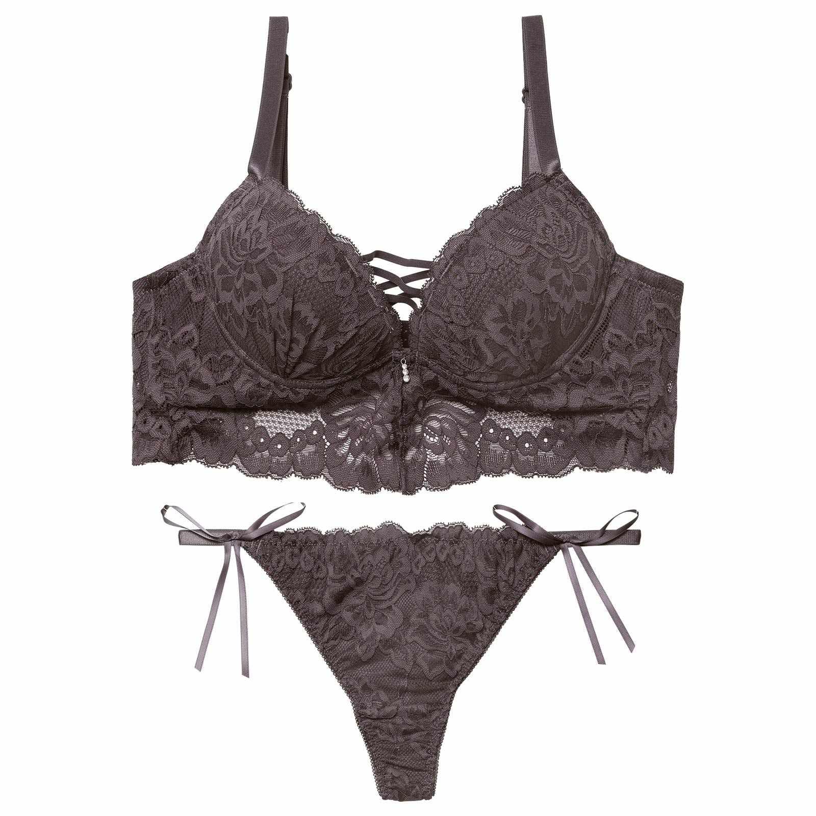 2/9新作!ノーブルレースアップビスチェ育乳脇高ブラジャー&バック透けTバックショーツ