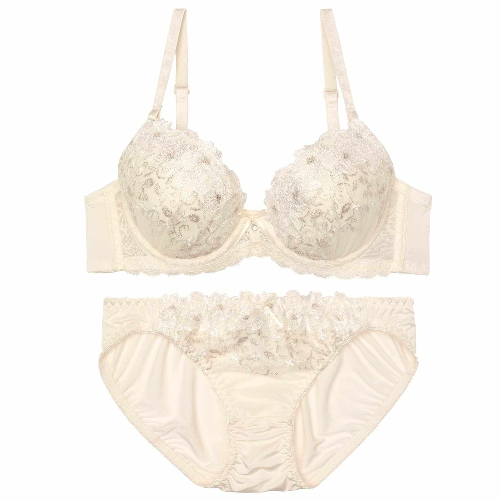 【EFサイズ】ダズリンペールフラワーブラジャー&フルバックショーツ