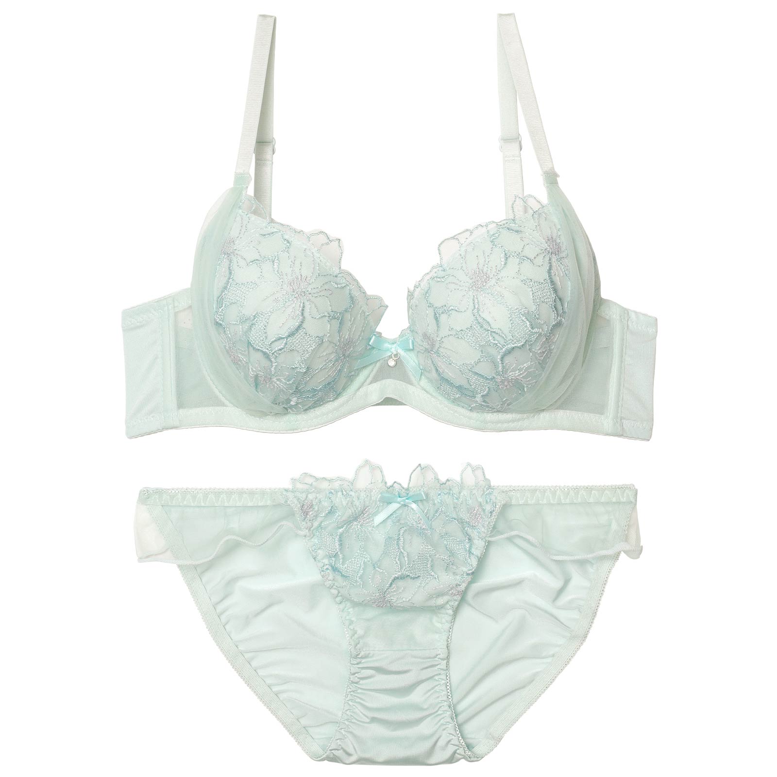 【EFサイズ】ルミナスチュールブロッサムブラジャー&フルバックショーツ