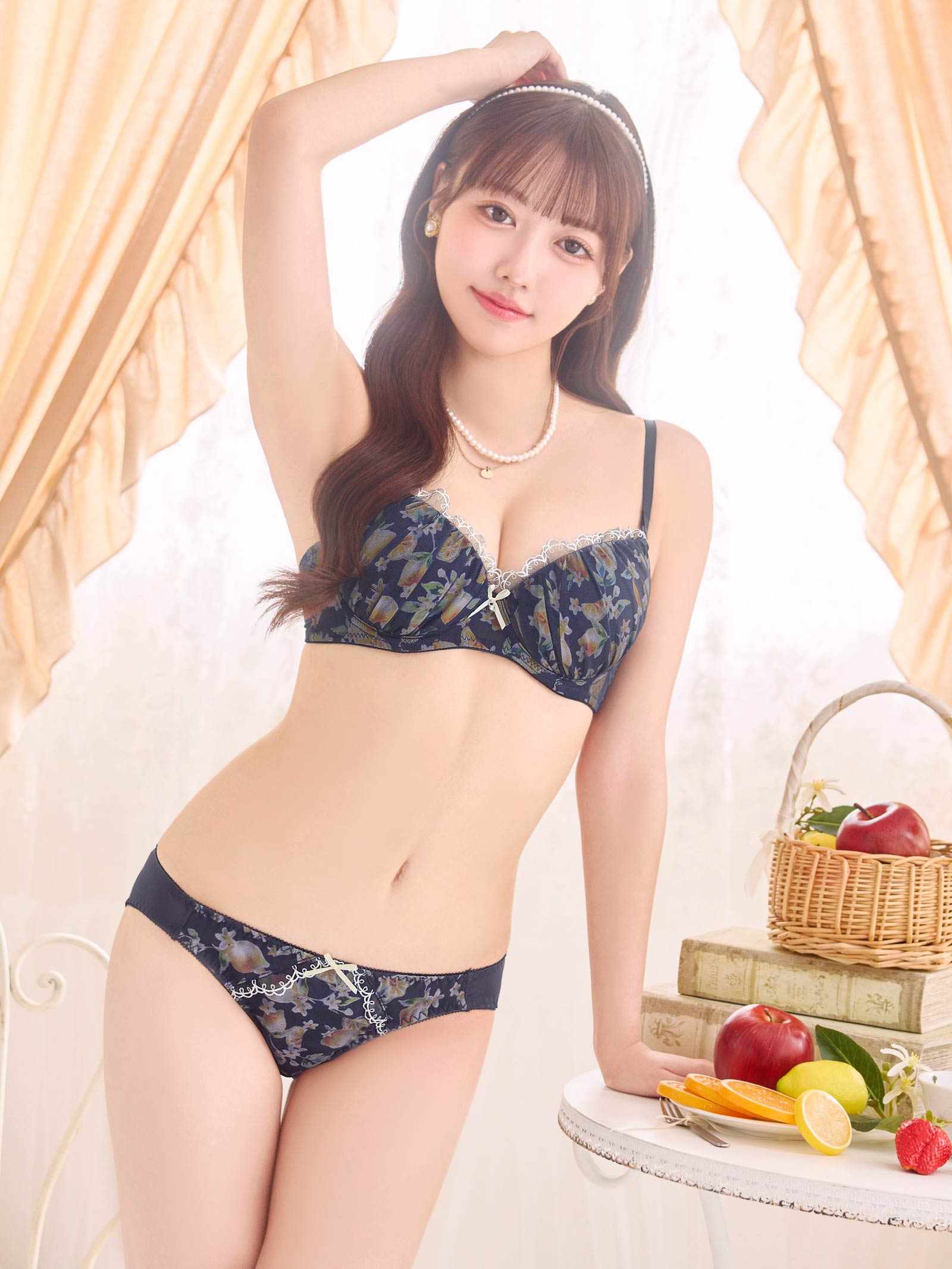 5/11新作!【EFサイズ】シトラスフルールシフォンブラジャー&フルバックショーツ