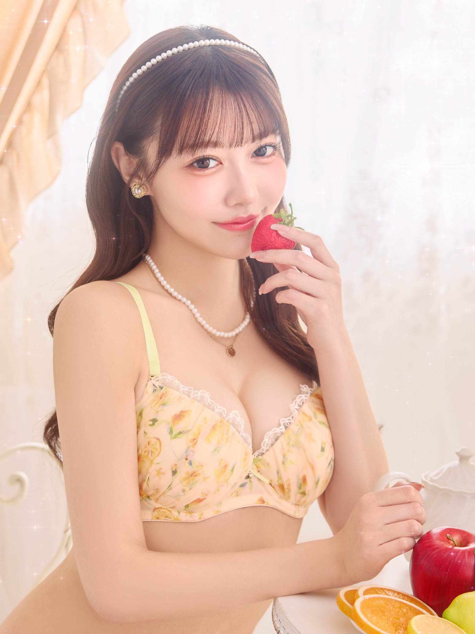 5/11新作!【EFサイズ】シトラスフルールシフォンブラジャー&フルバックショーツ