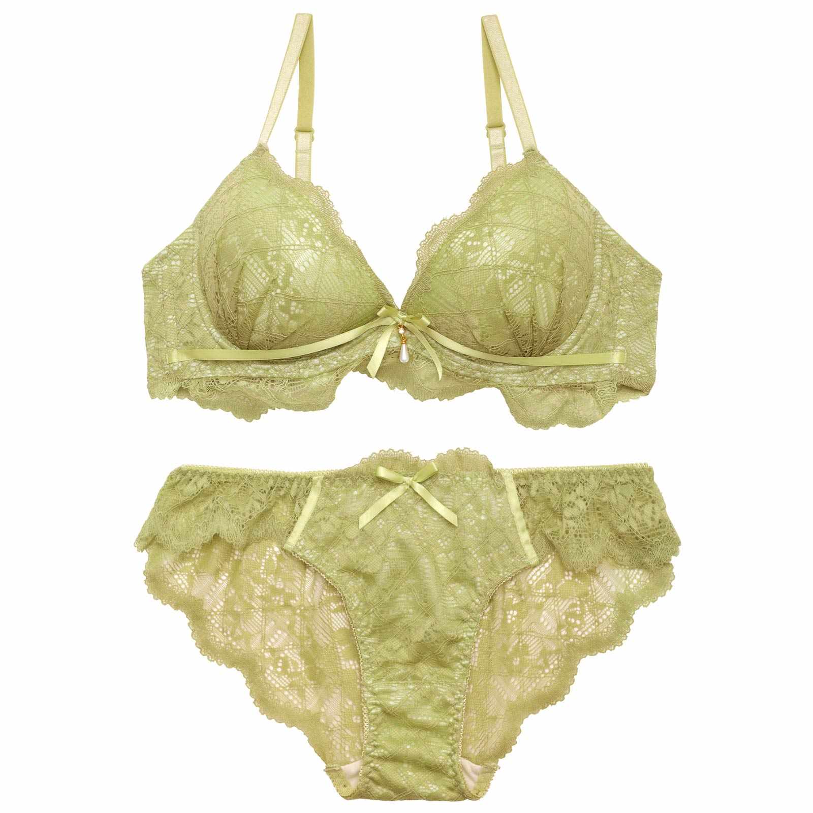 3/24再販!レーシィスカラップブラジャー&バック透けフルバックショーツ