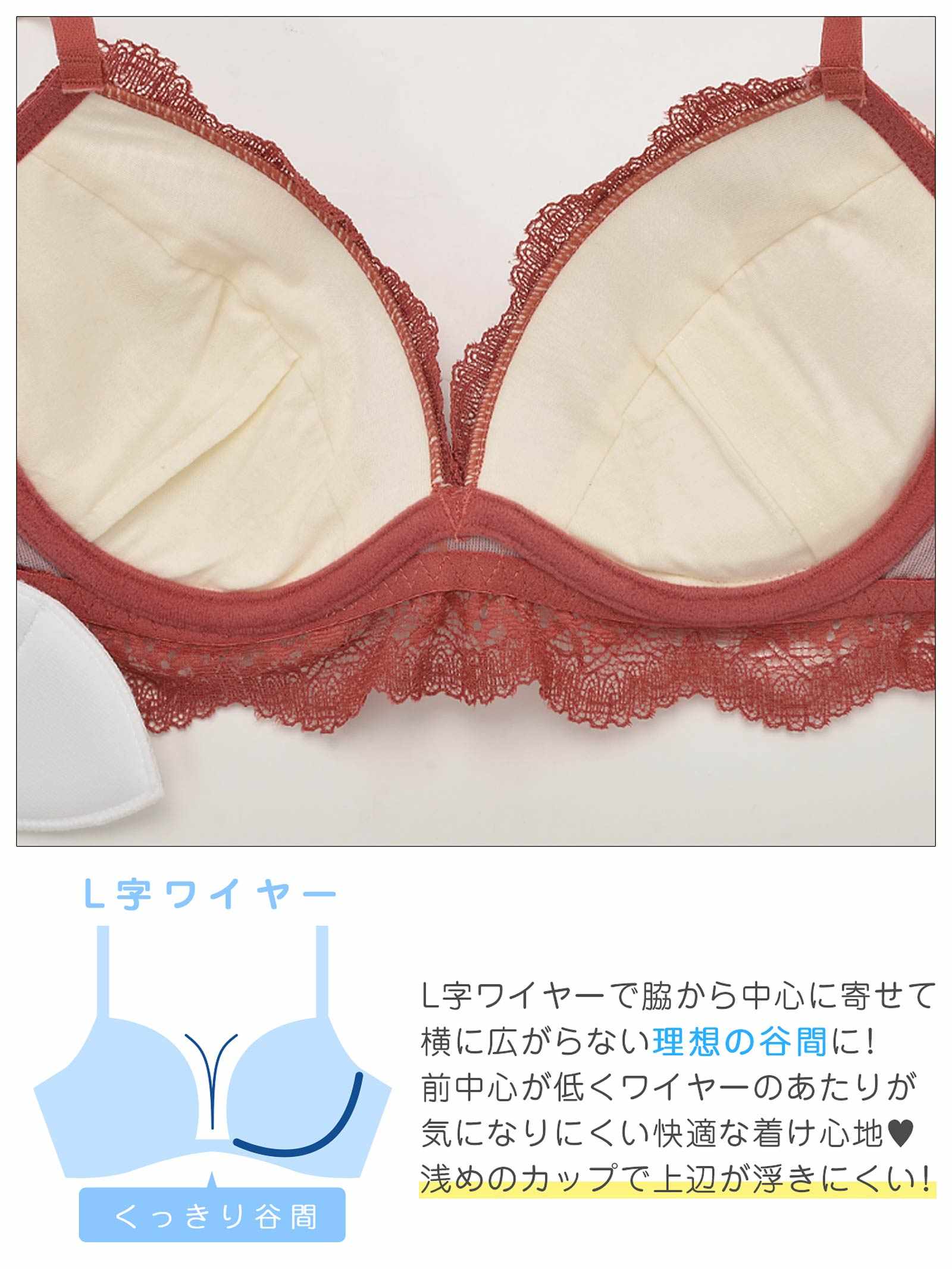 3/24再販!レーシィスカラップブラジャー&バック透けフルバックショーツ