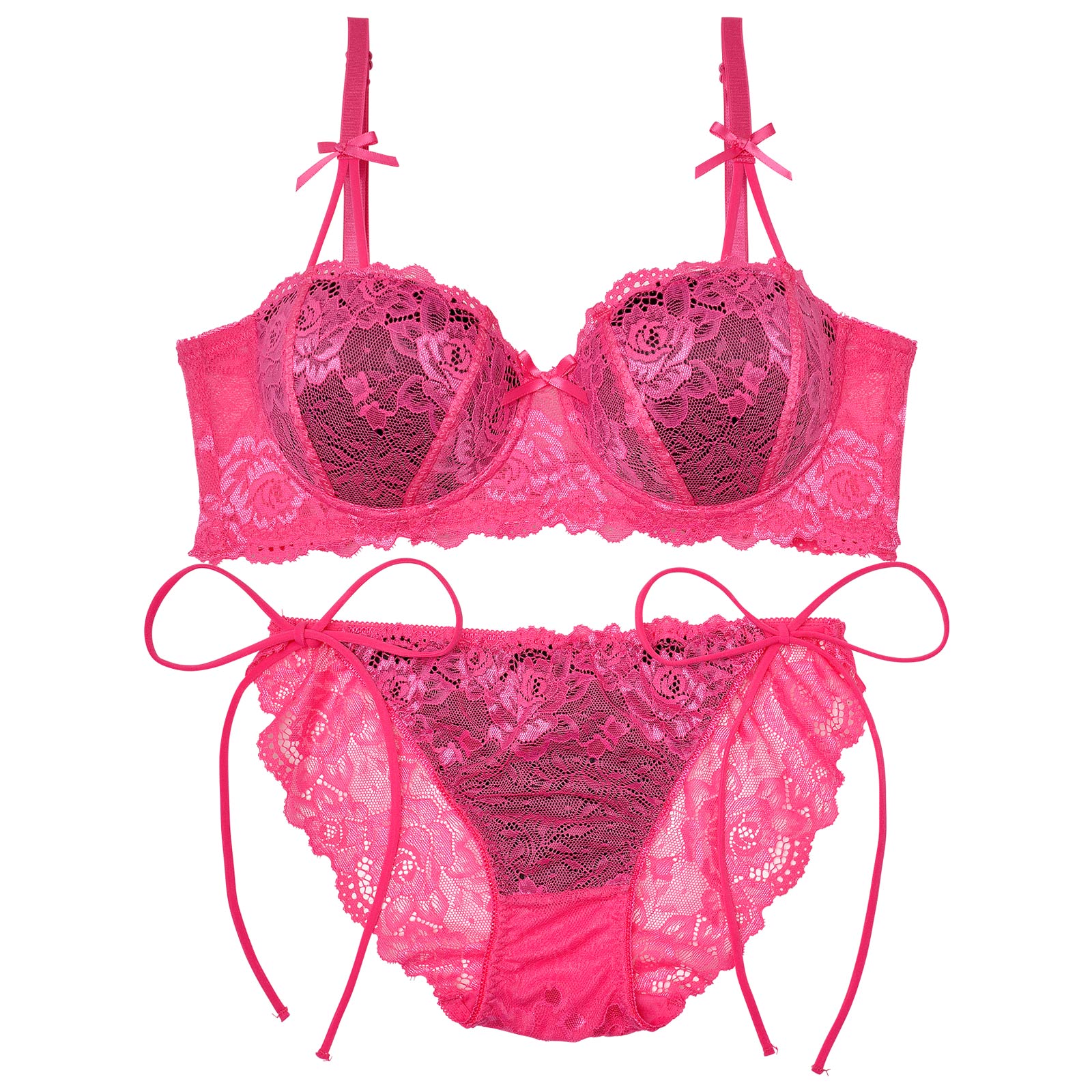 12/3再販!【三上悠亜着用】フロレゾンローズレース育乳脇高ブラジャー&サイド紐バック透けフルバックショーツ