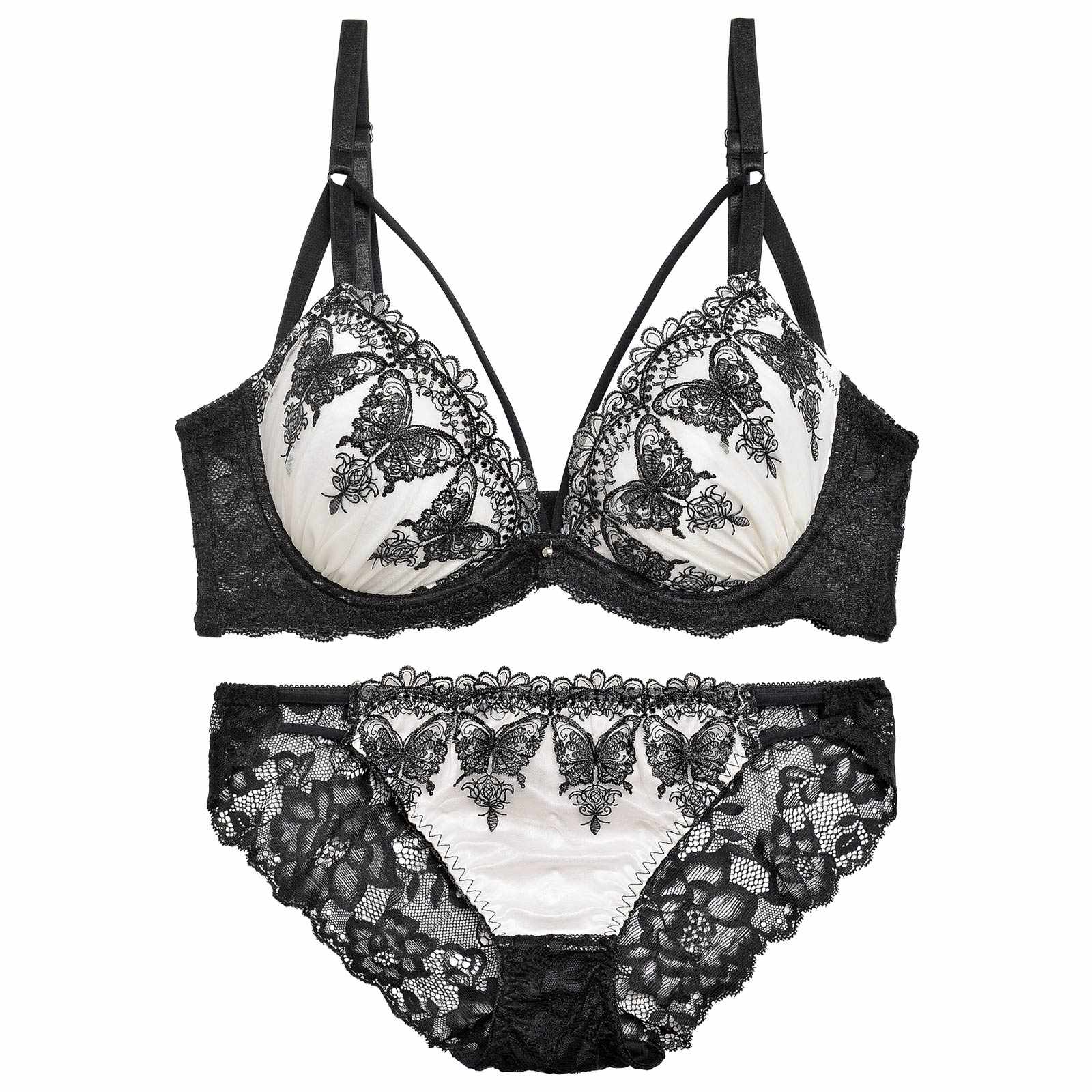 【三上悠亜着用】【EFサイズ】グロリアスバタフライコード育乳脇高ブラジャー&バック透けフルバックショーツ