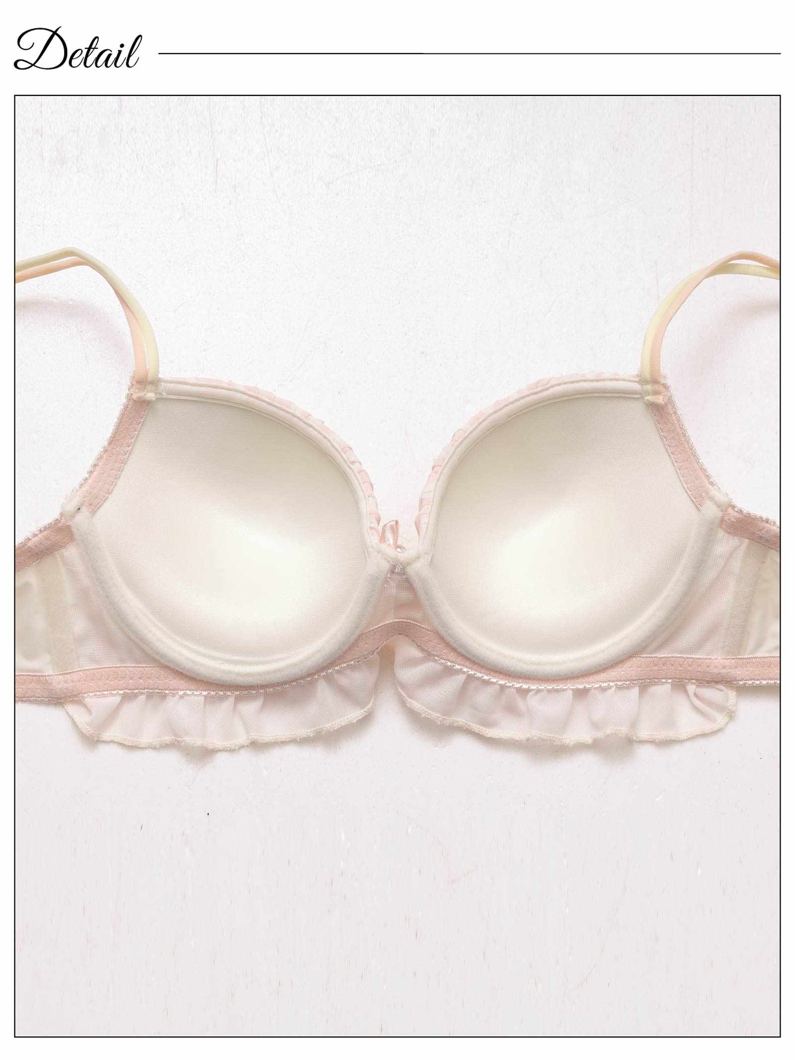 4/28新作!【EFサイズ】キャンディーストライプフリルブラジャー&フルバックショーツ