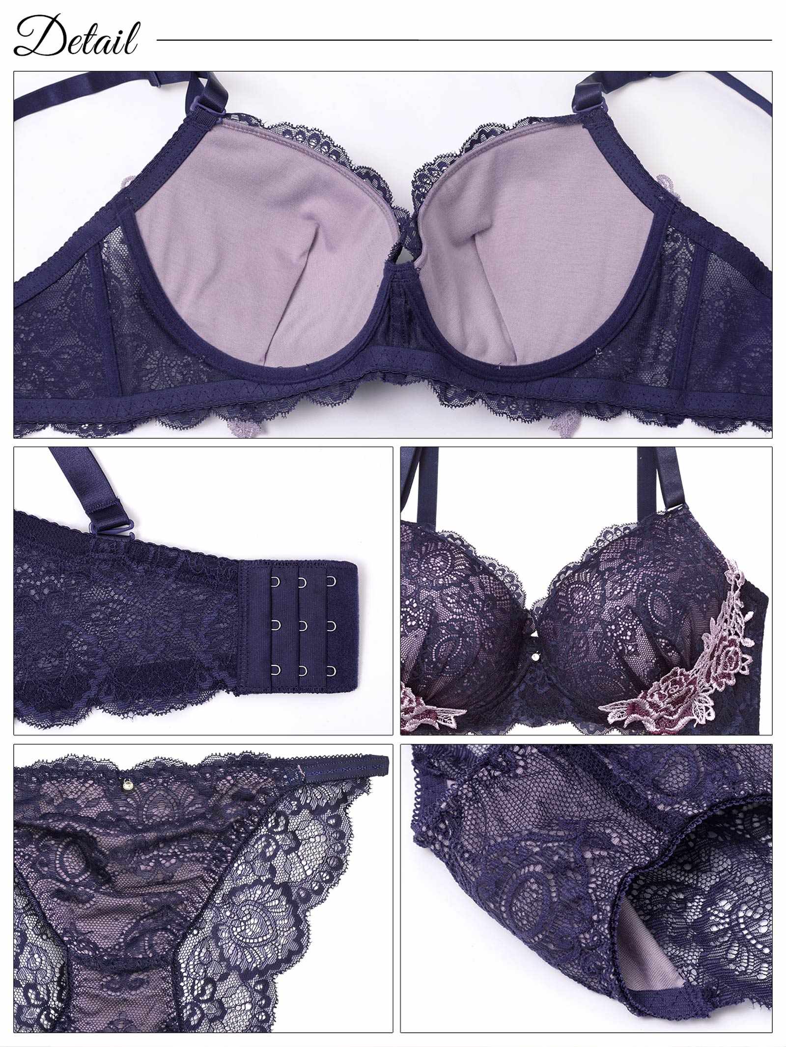 8/15新作!【三上悠亜着用】レーシィアンティークサイドローズ刺繍ブラジャー&バック透けフルバックショーツ