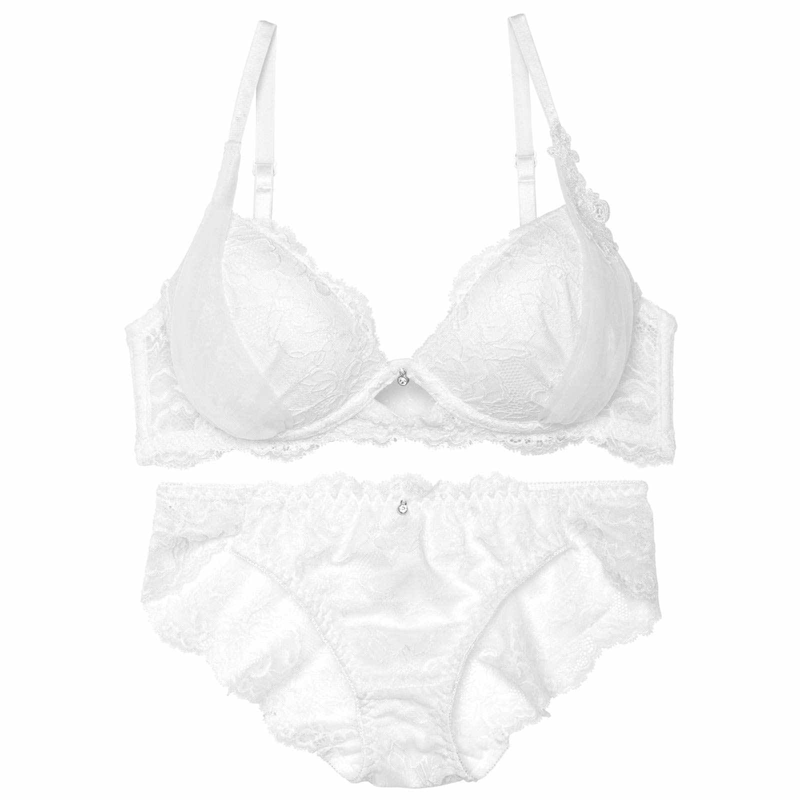 11/20再販!【かとゆり着用】【ノンワイヤー】シャルムチュールホールブラジャー&バック透けフルバックショーツ