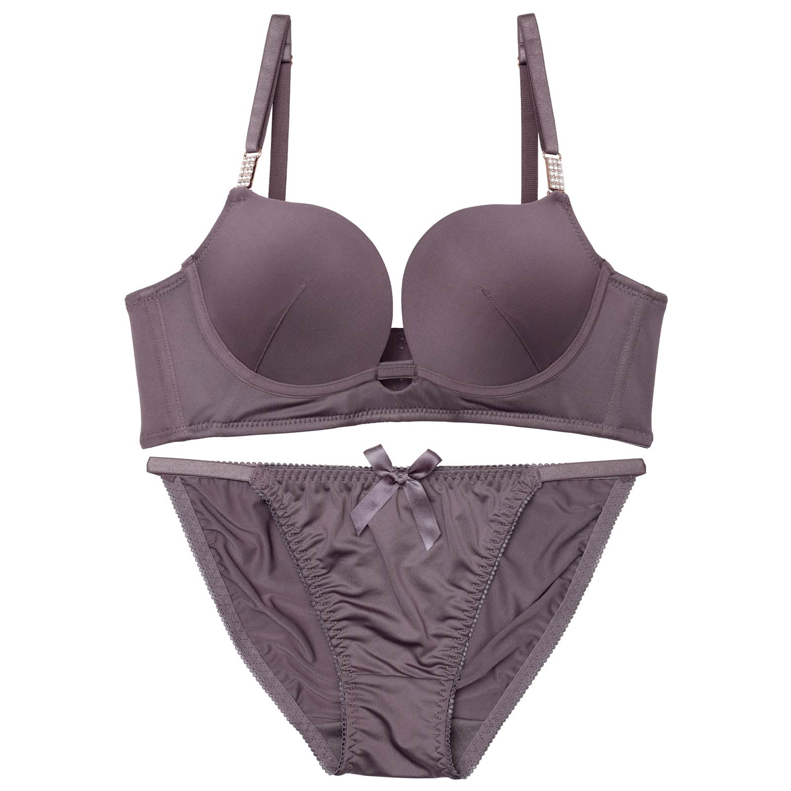 【EFサイズ】ワンカラージュエルチャーム育乳脇高ブラジャー&フルバックショーツ