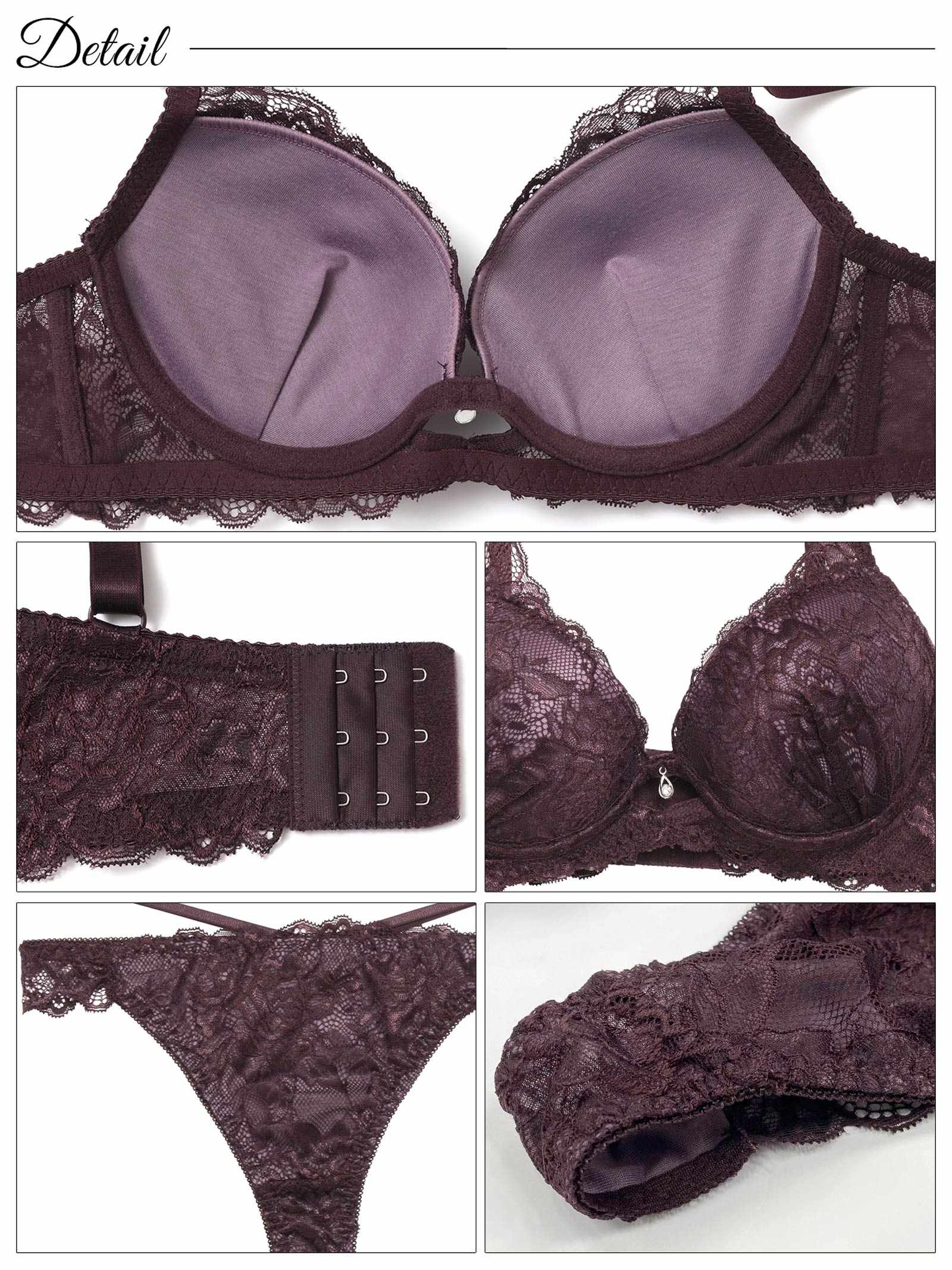 12/18再販!【EFサイズ】オールレースカットストリング育乳脇高ブラジャー&バック透けTバックショーツ