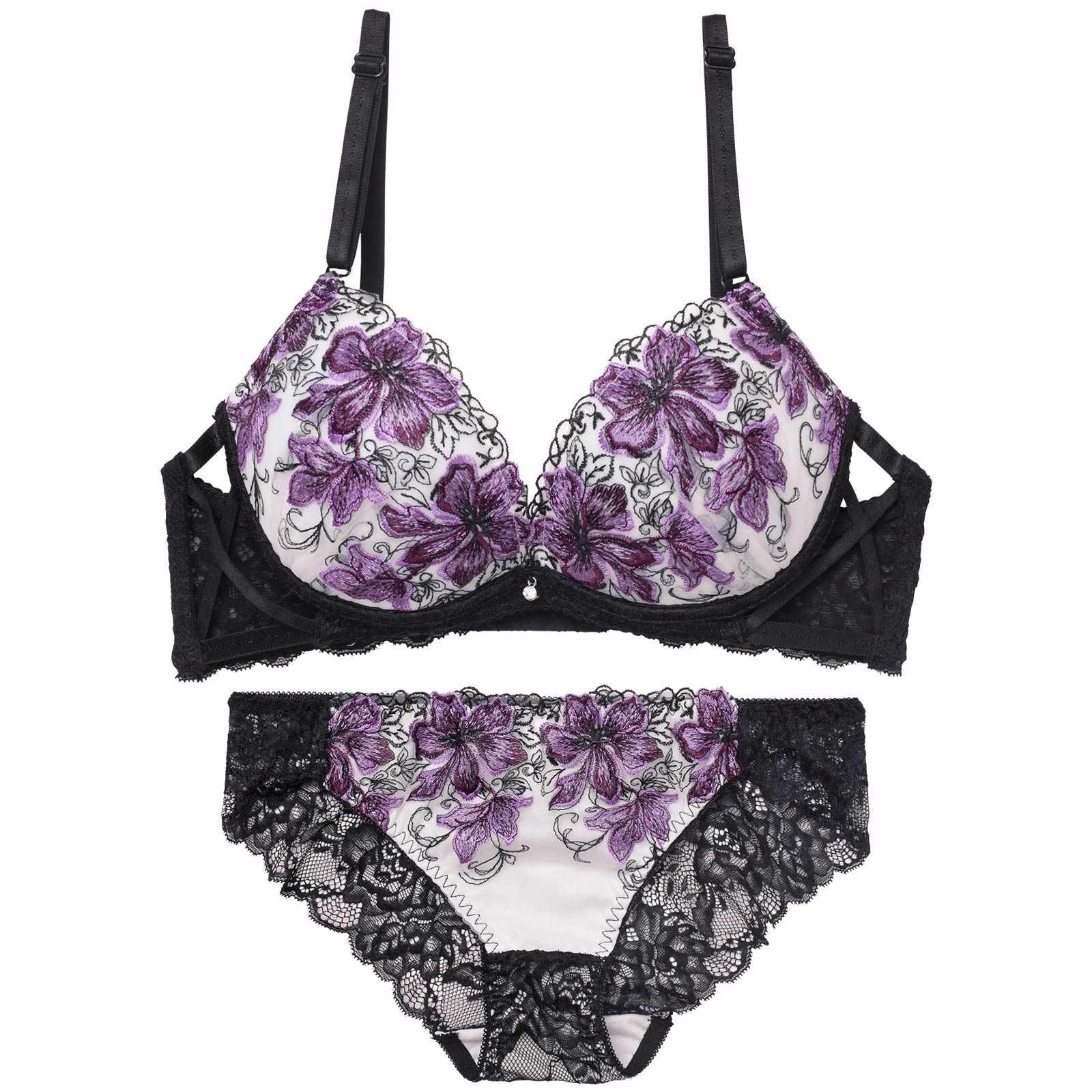 11/26再販!【三上悠亜着用】プレシャスフラワークロスブラジャー&バック透けフルバックショーツ