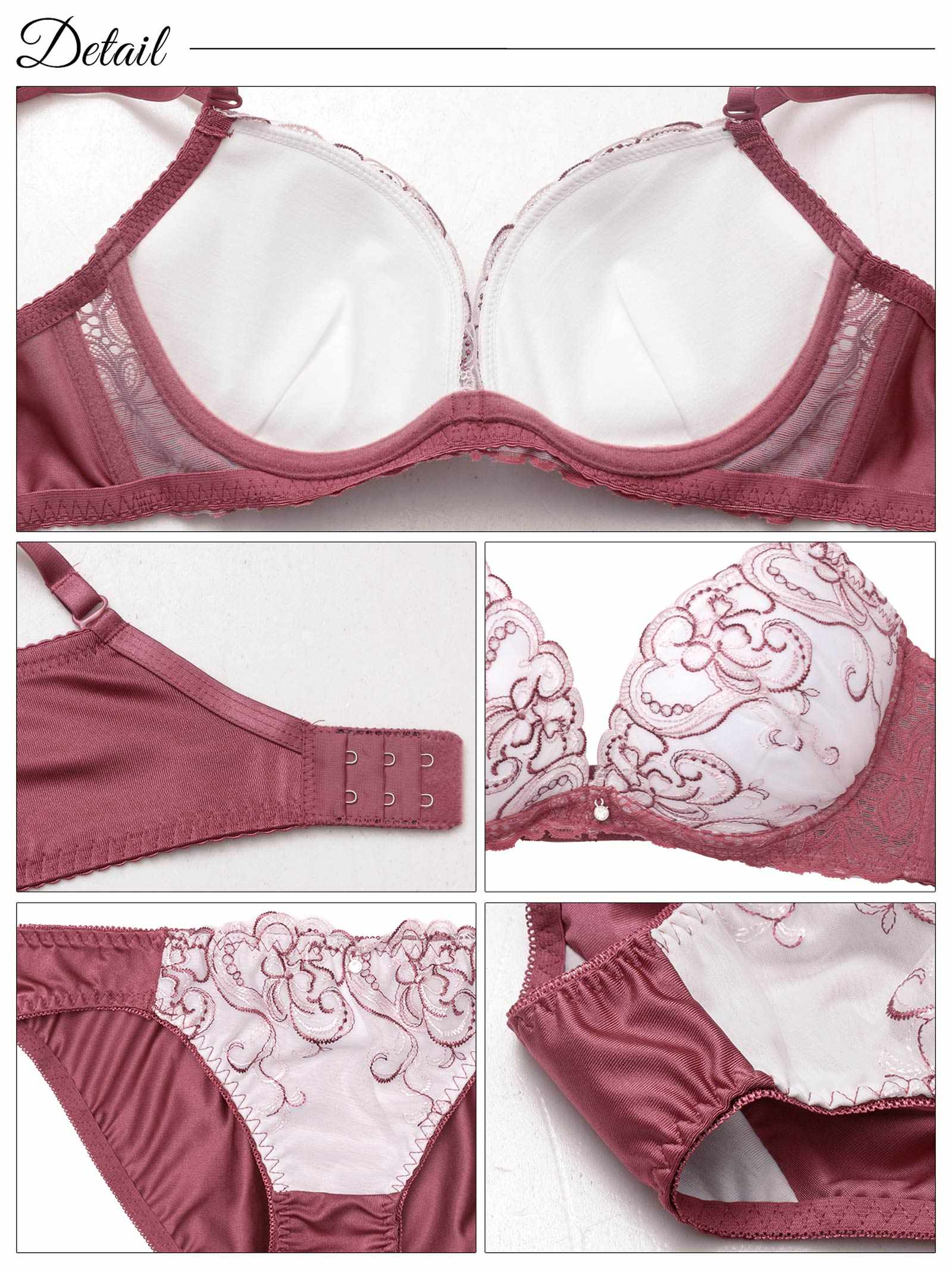 8/6新作!ニュアンスハートチュールレース育乳脇高ブラジャー&フルバックショーツ