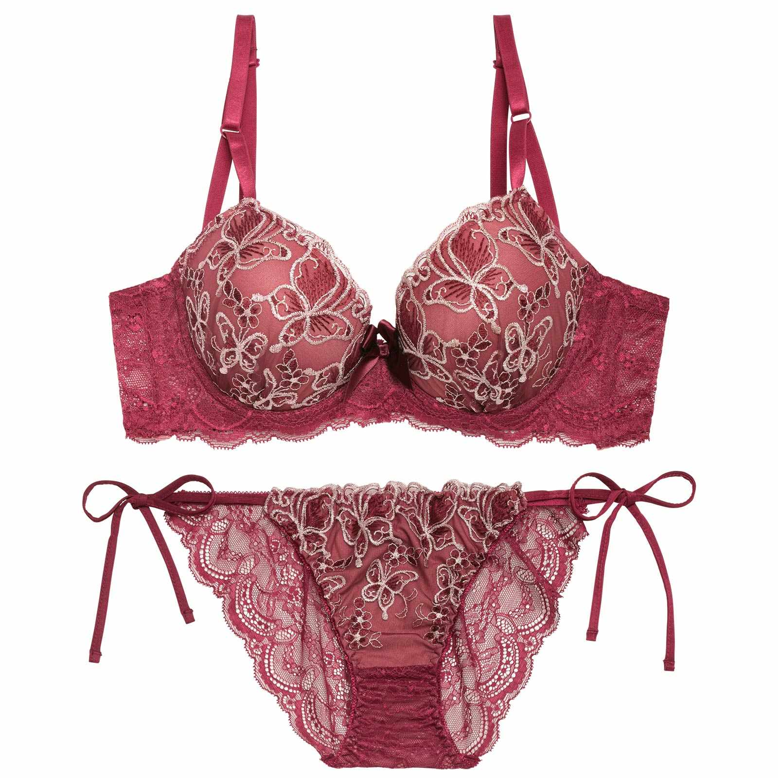 10/28再販!【三上悠亜着用】エレガントシャイニーバタフライ育乳脇高ブラジャー&サイド紐バック透けフルバックショーツ