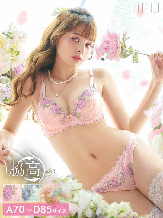 スイートフローラルガーデン育乳脇高ブラジャー&フルバックショーツ