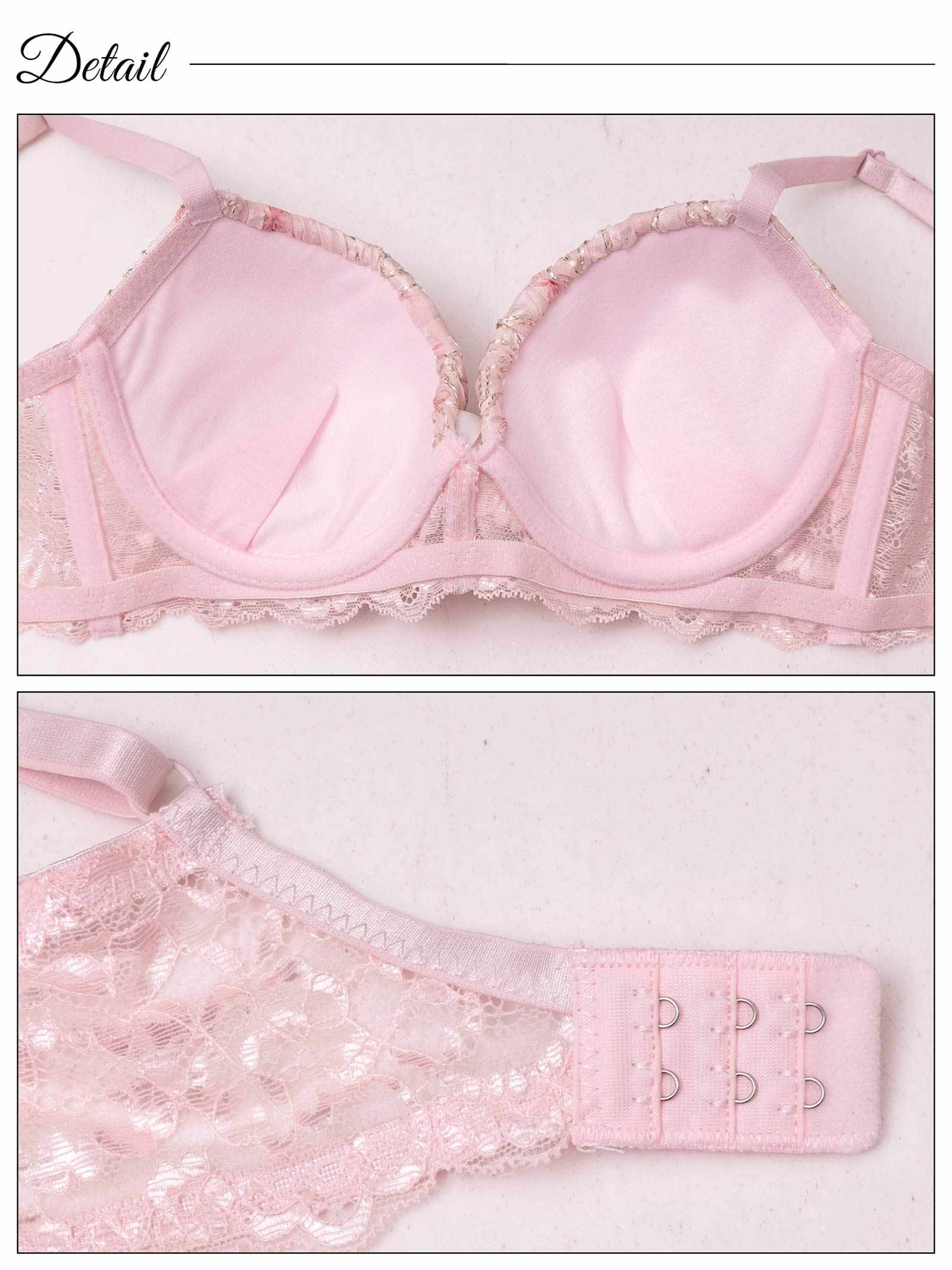 8/8新作!フェミニンギャザーフルール育乳脇高ブラジャー&バック透けフルバックショーツ
