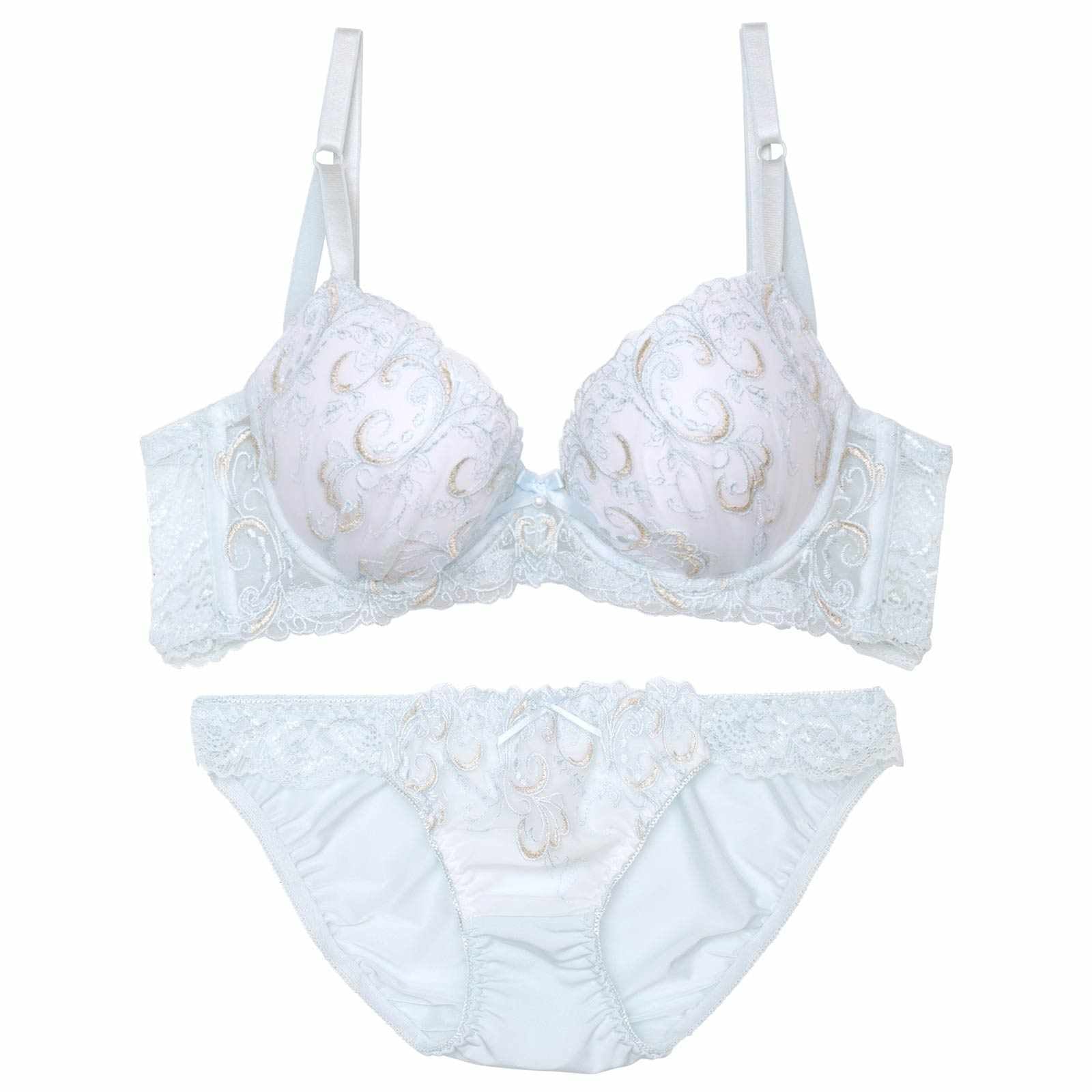 パステルガーリーアラベスク育乳脇高ブラジャー&フルバックショーツ