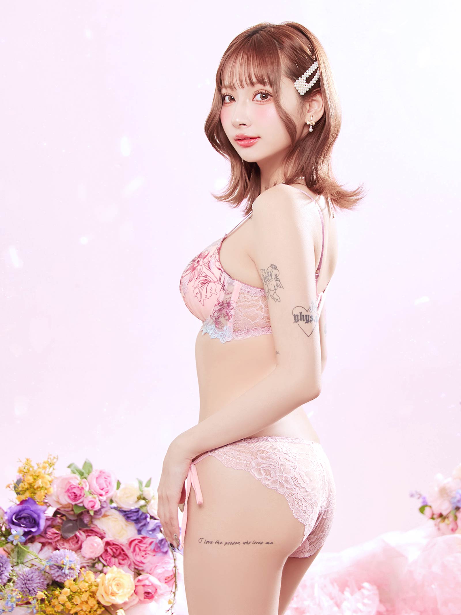 11/5新作!フェアリーアネモネブルーム育乳脇高ブラジャー&サイド紐バック透けフルバックショーツ