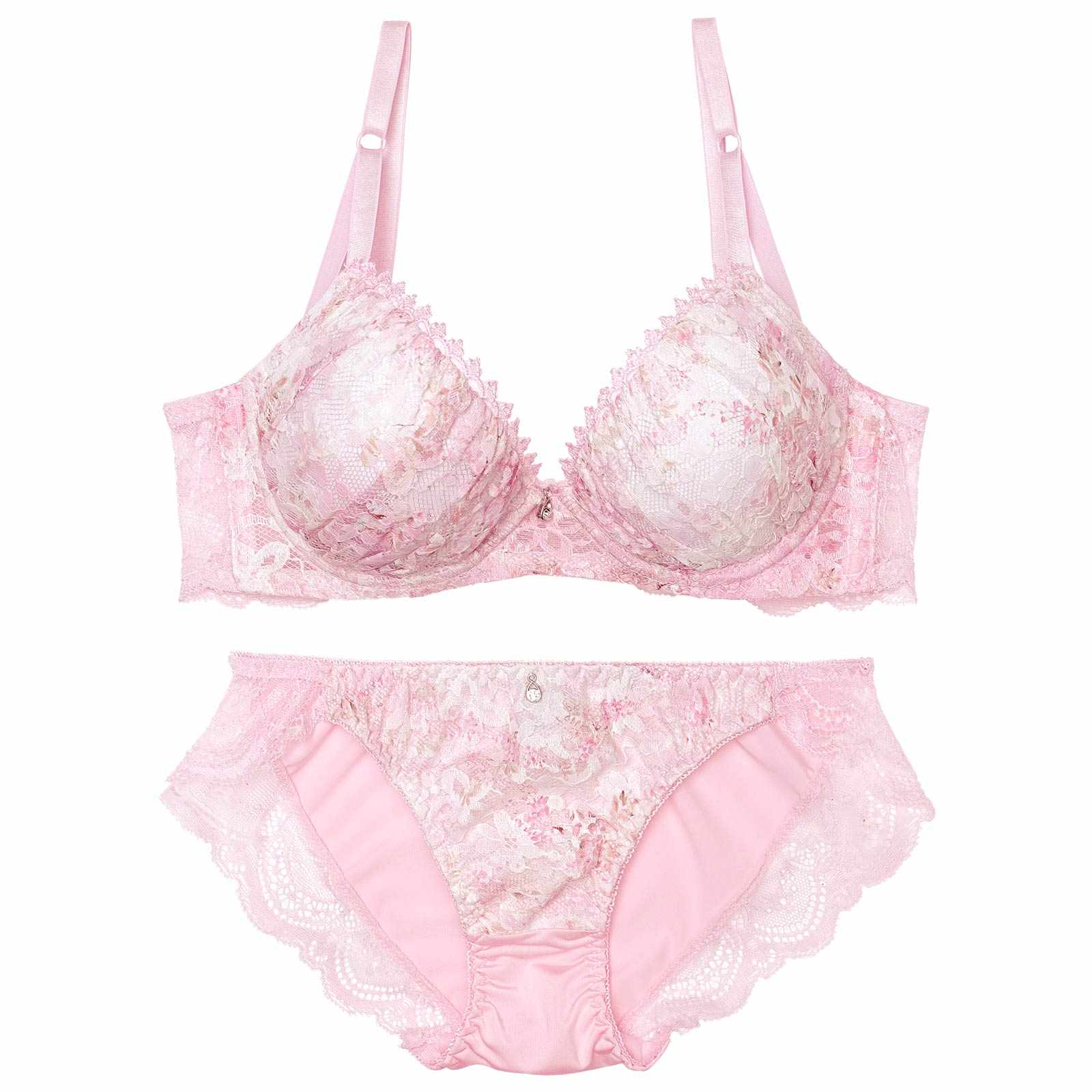 【EFサイズ】ミスティ水彩レーシィ育乳脇高ブラジャー&フルバックショーツ